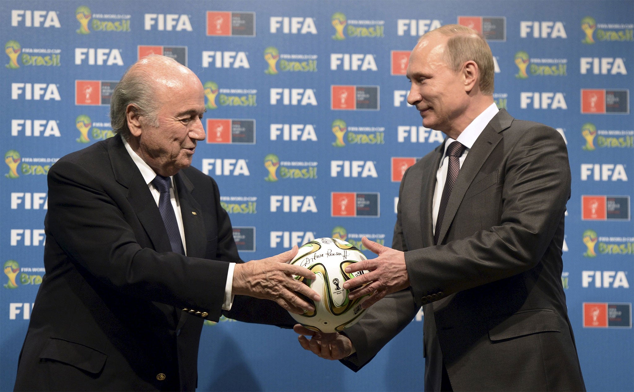 Blatter 'hands over' for Russia's 2018 World Cup after the Brazil tournament in 2014