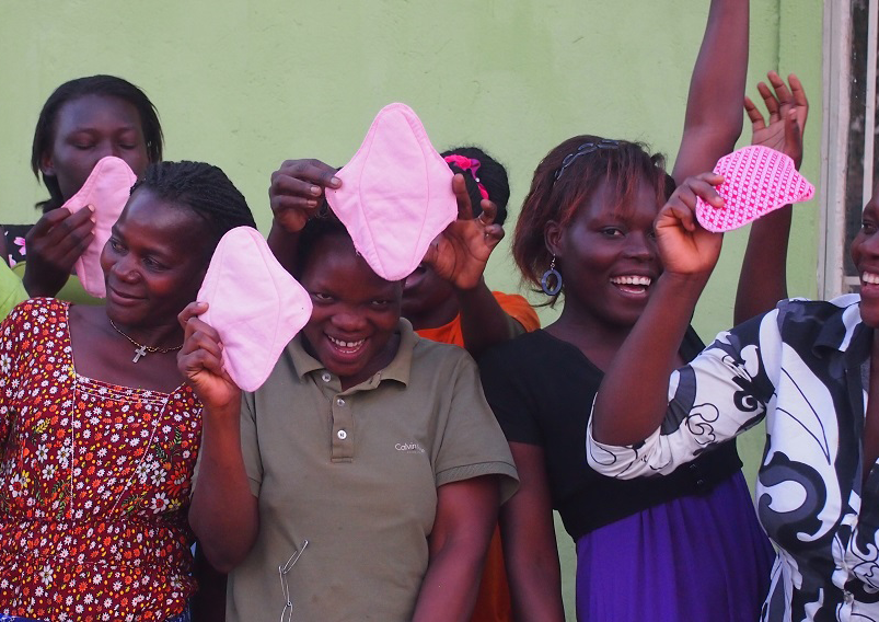 Women from the Easy Pad production unit celebrate