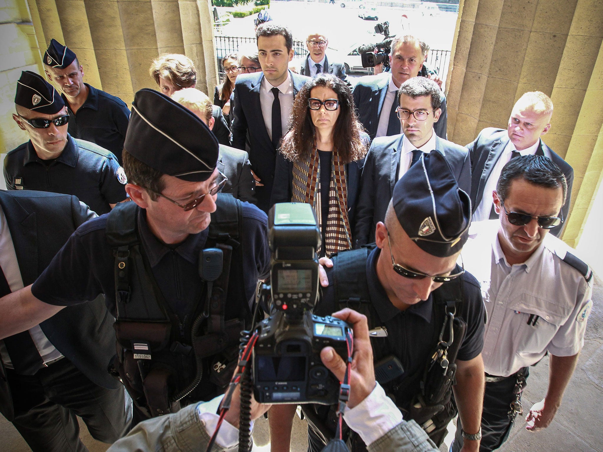 Francoise Bettencourt-Meyers, daughter of Liliane Bettencourt, at court with her sons