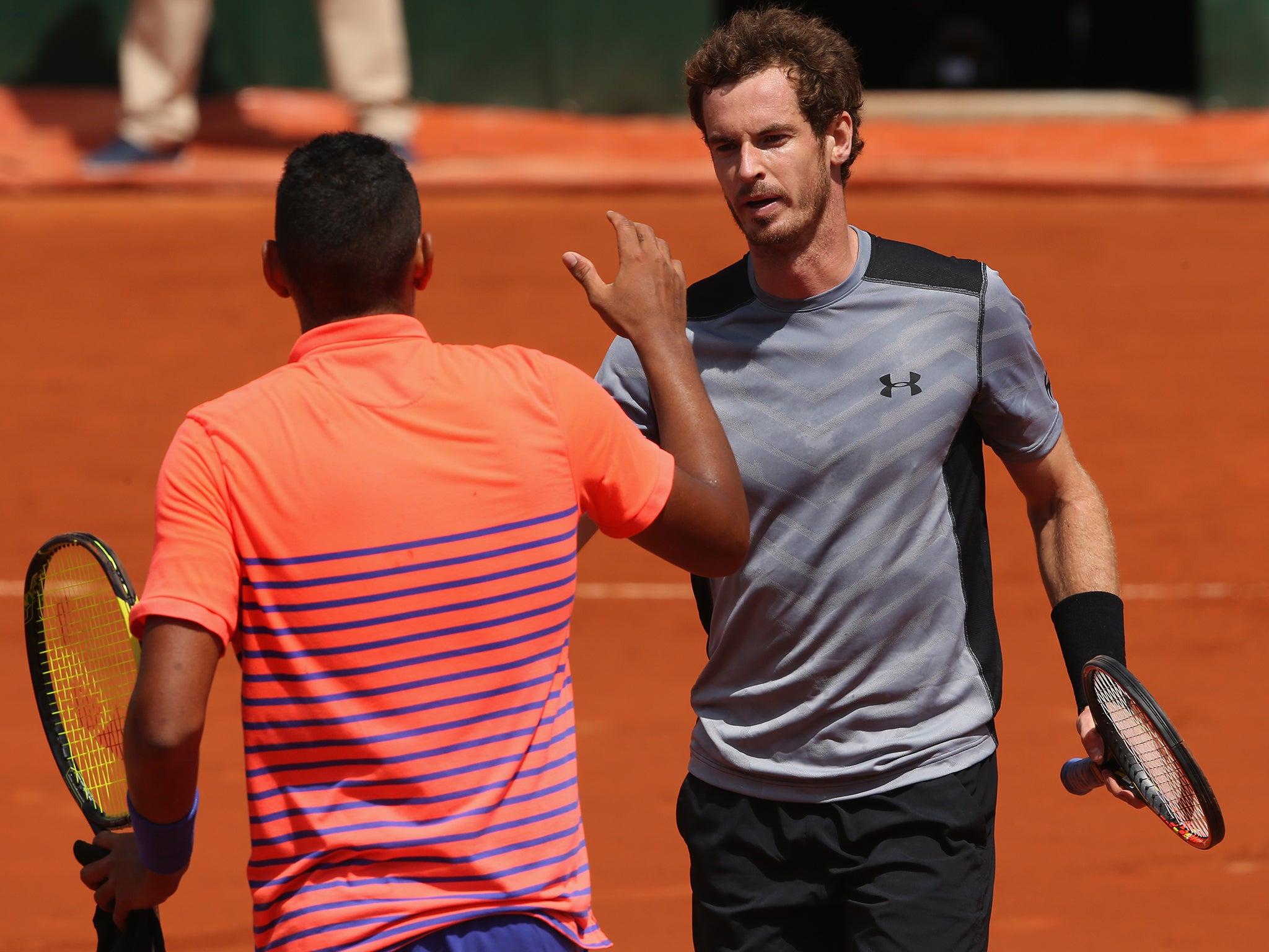 Murray shakes hands with Kyrgios after his victory in the last round