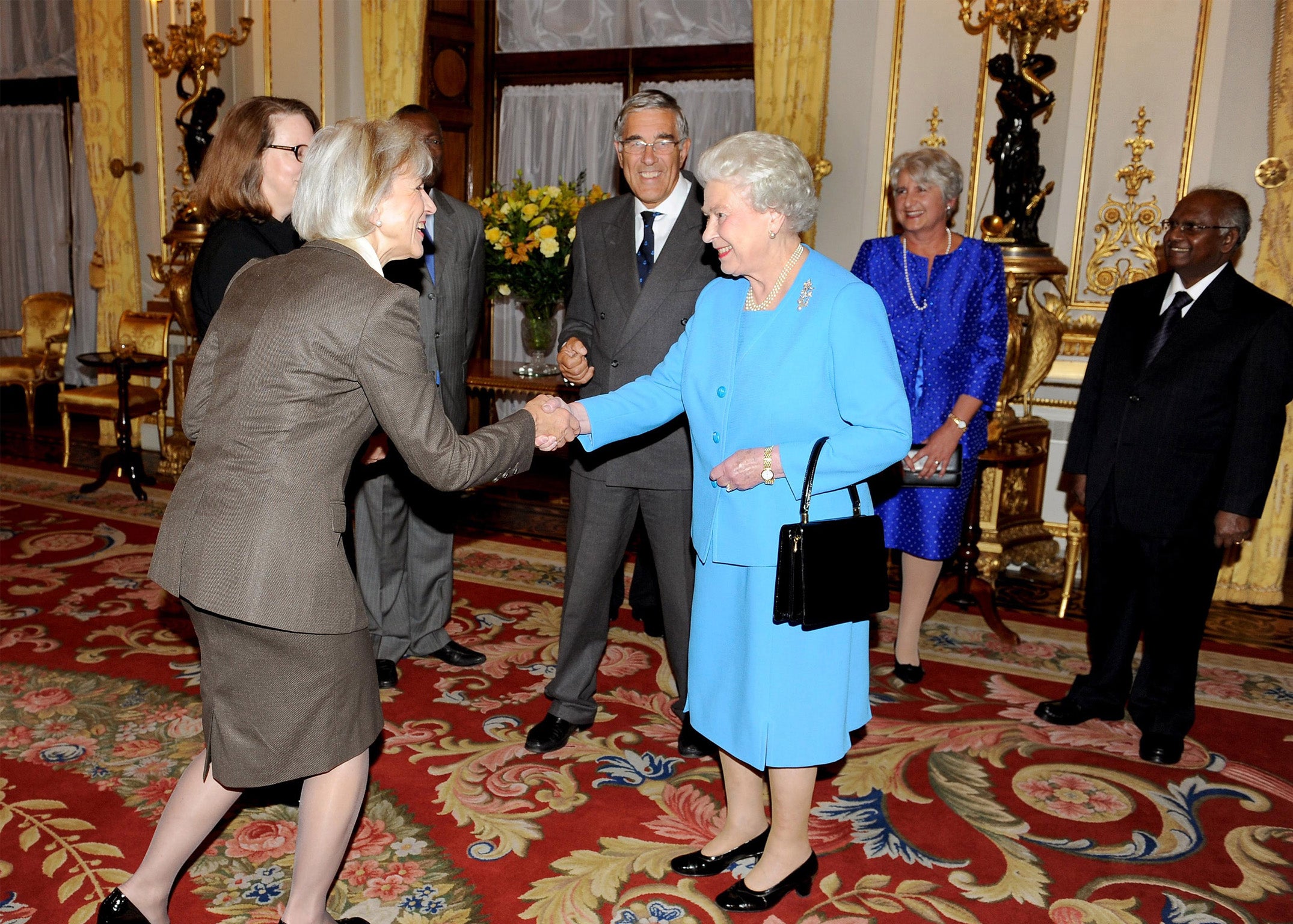 Chief justice of the Supreme Court, Beverley McLachlin, who said that Canada attempted to commit "cultural genocide" against aboriginal peoples, meets Queen Elizabeth II on October 15, 2009, in London, England