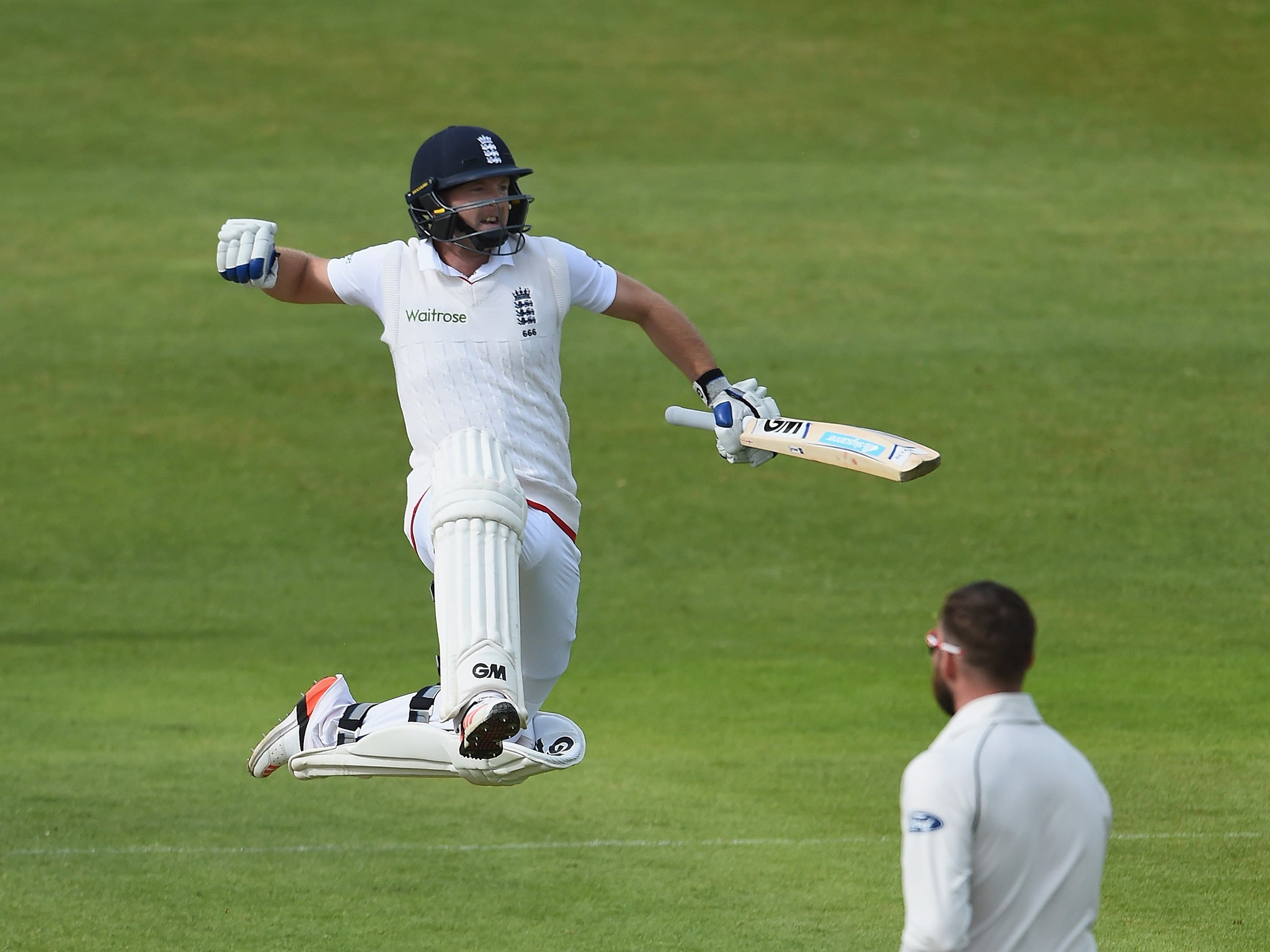 Lyth jumps for joy after reaching his first Test century