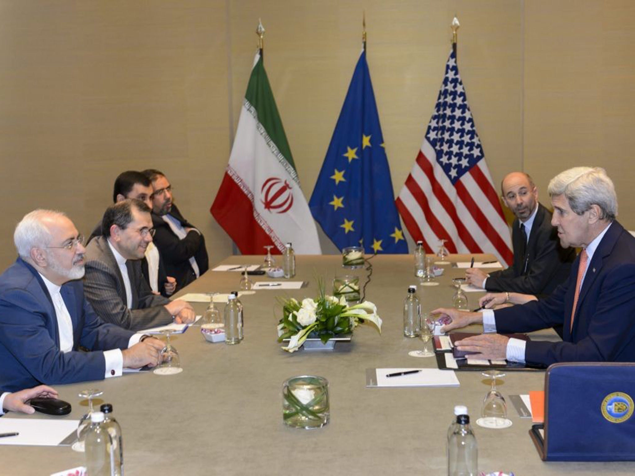 Iranian and US delegates in Geneva