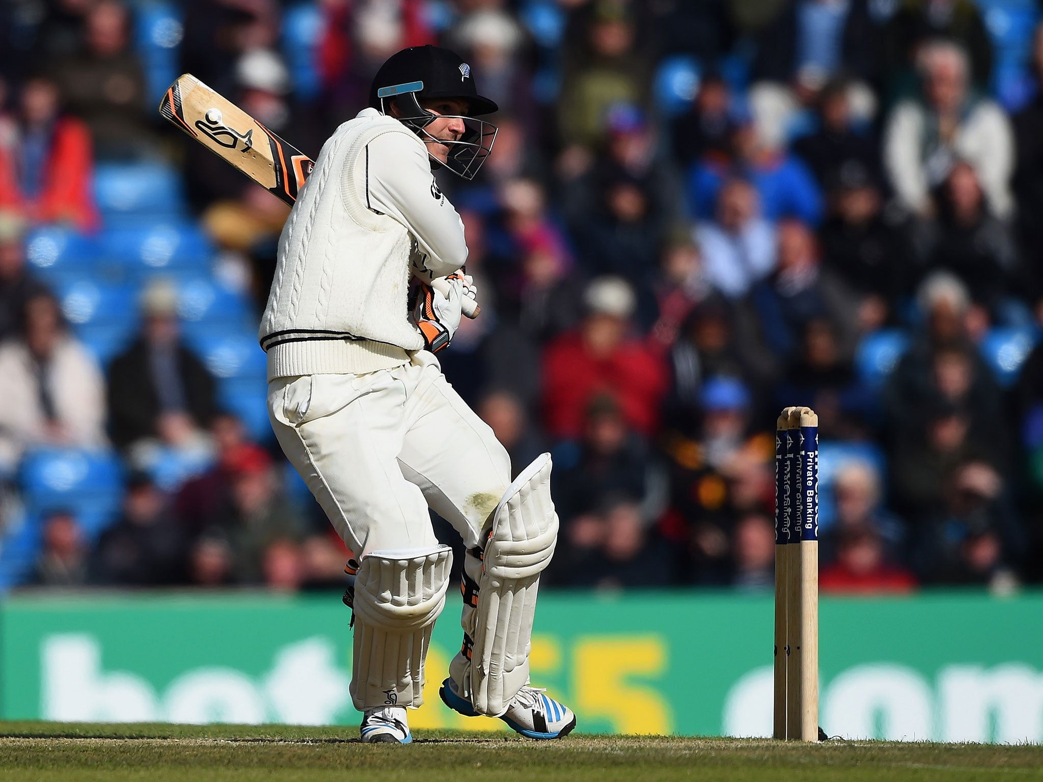 BJ Watling of New Zealand hits out on his way to a century