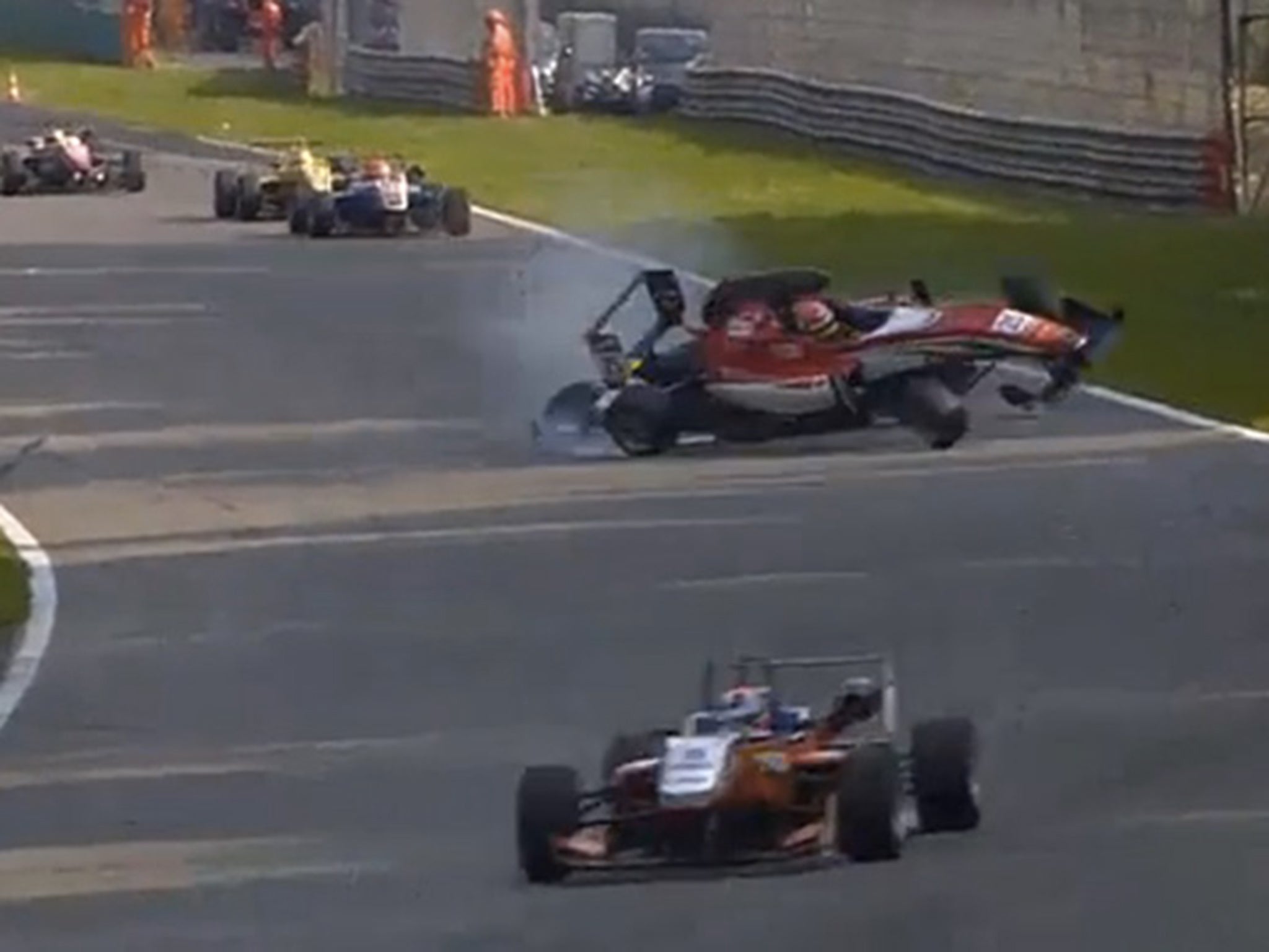 Lance Stroll collides with Giovinazzi, sending himself into the air