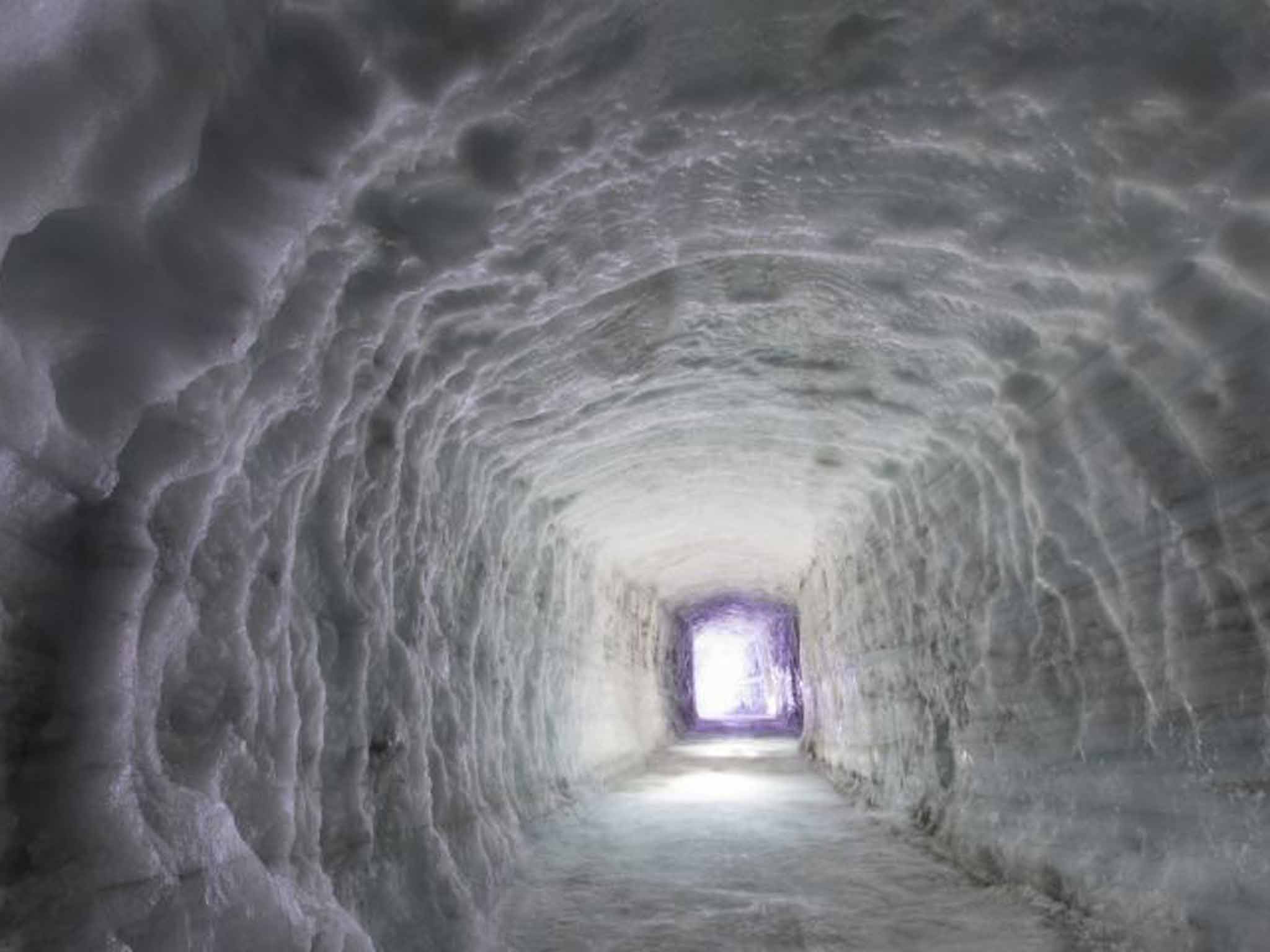 The tunnel extends 500m inside the glacier