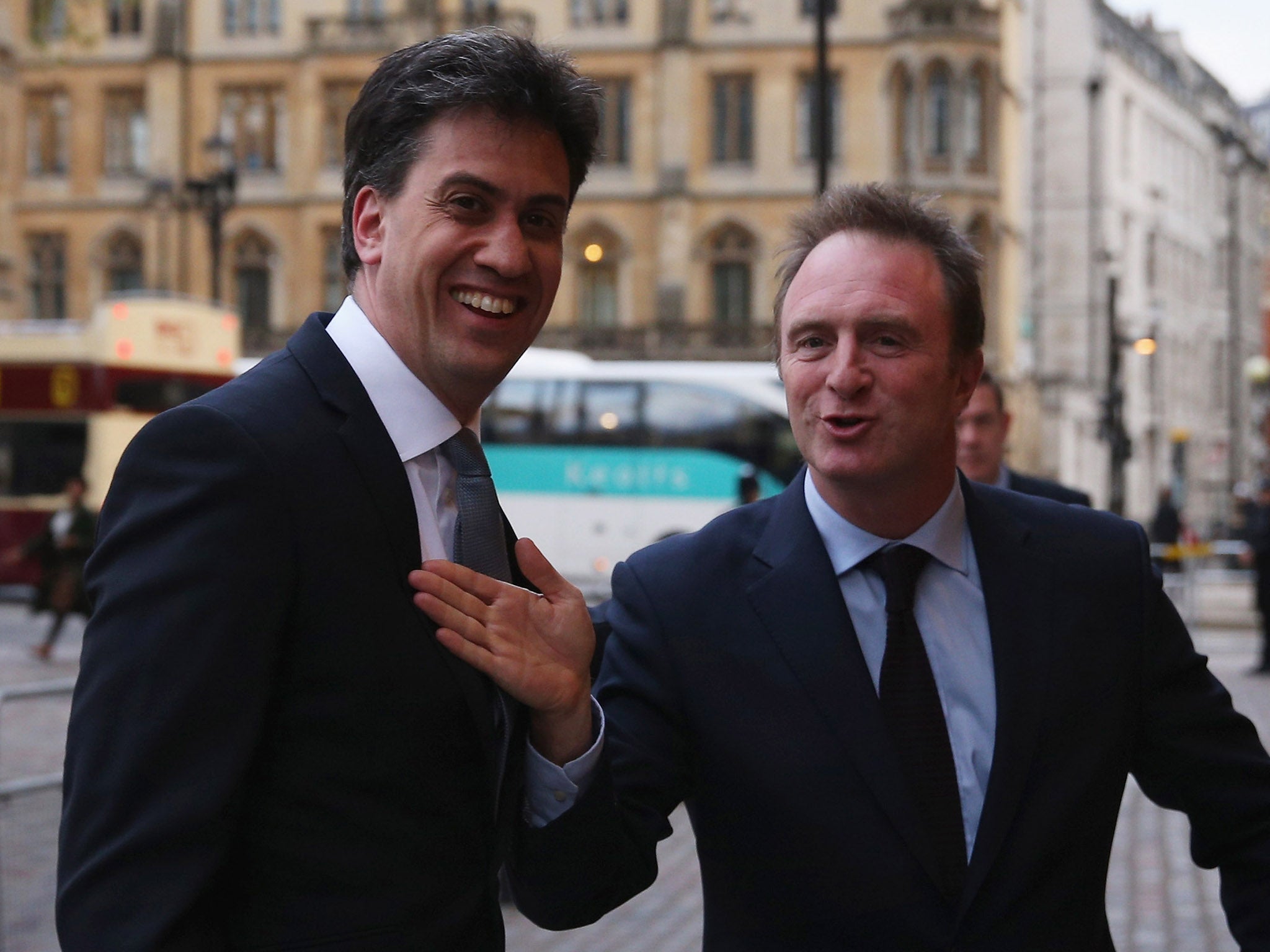 James Harding with Ed Miliband in the run up to the election