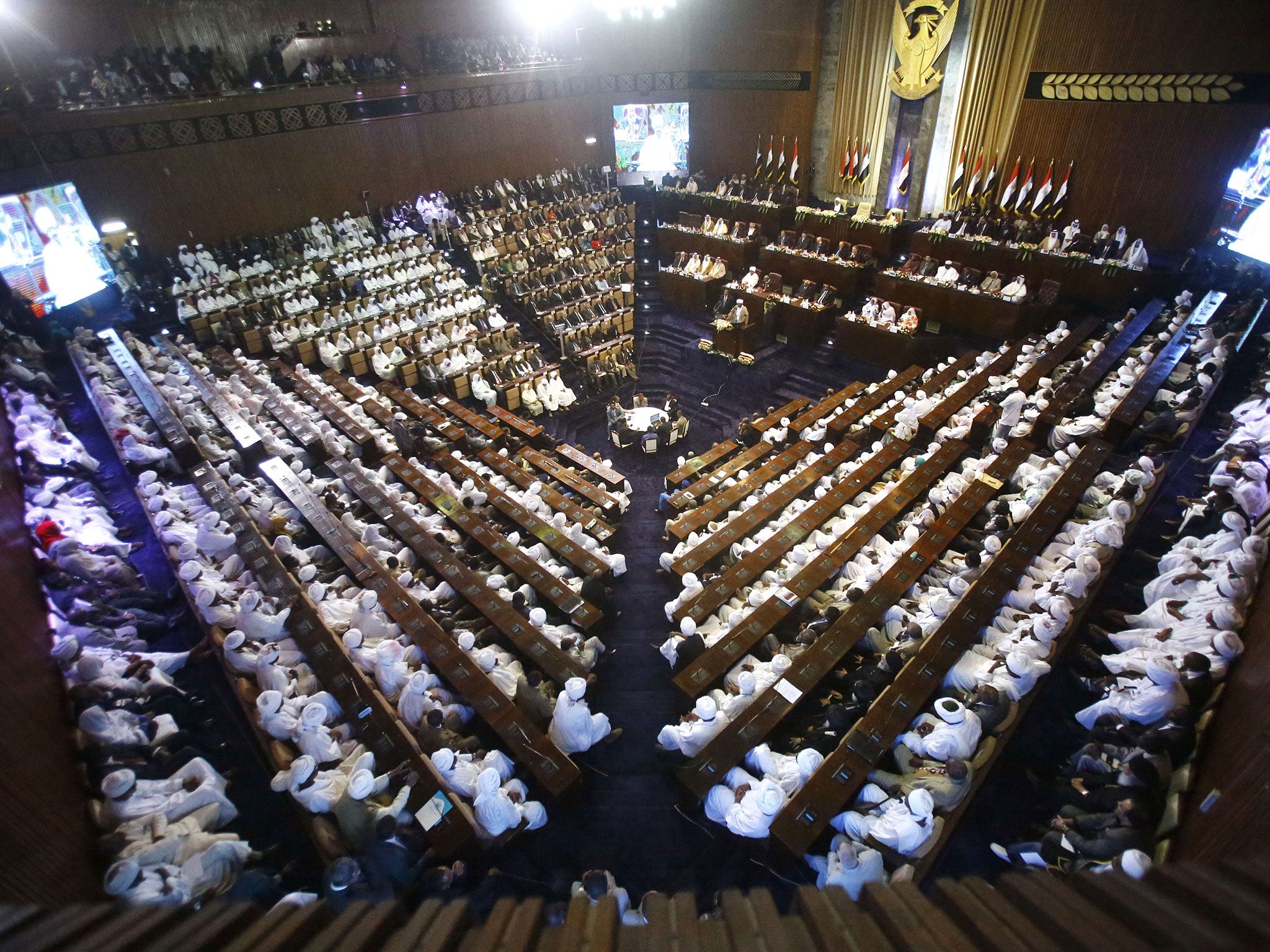 Omar al-Bashir's swearing in ceremony in the Sudanese parliament