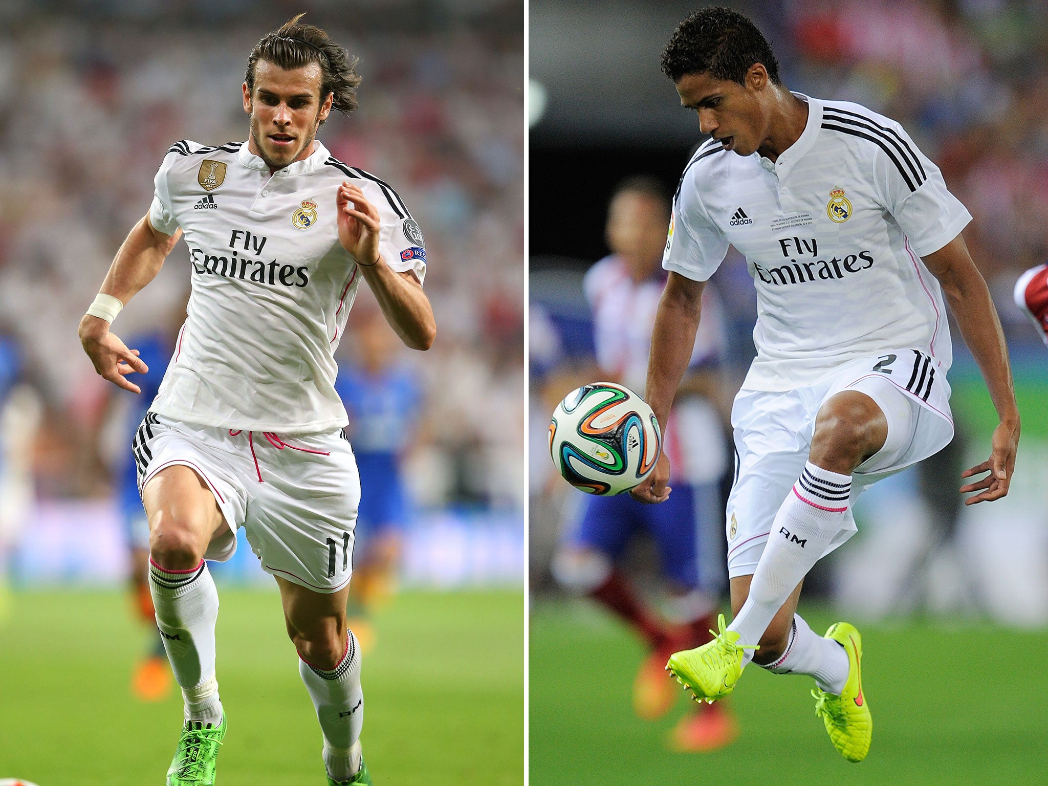 Real Madrid's Gareth Bale and Raphael Varane