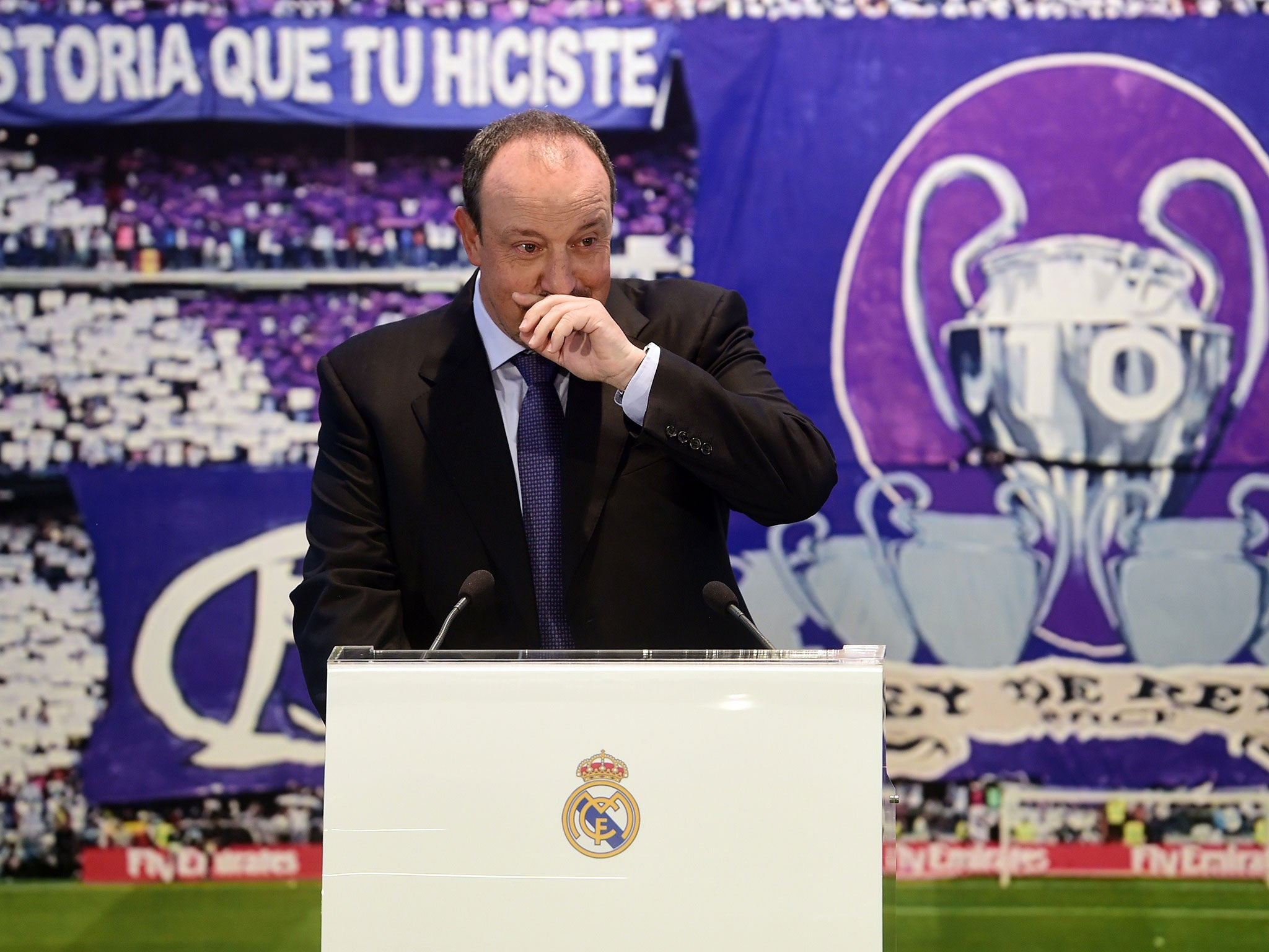 Rafa Benitez pictured at his unveiling as Real Madrid manager