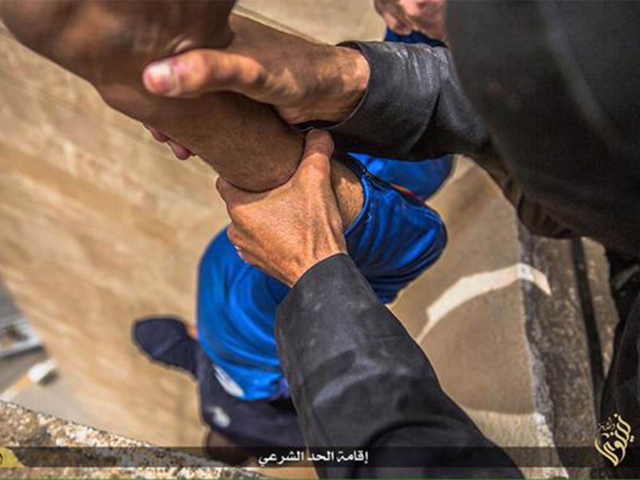 Isis has released a series of images showing the execution of three gay men