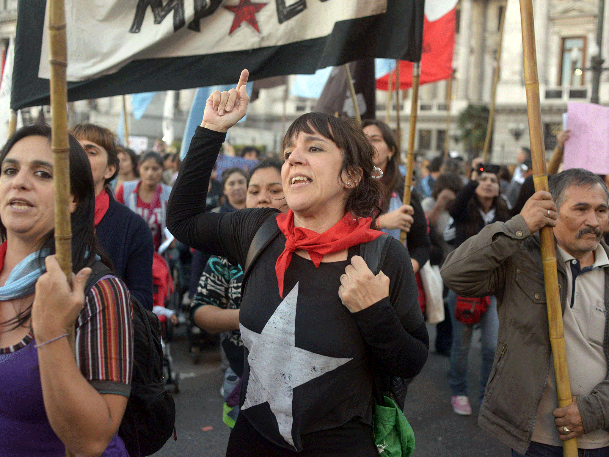 Women take part in the 'Ni una menos' demonstration in Buenos Aires