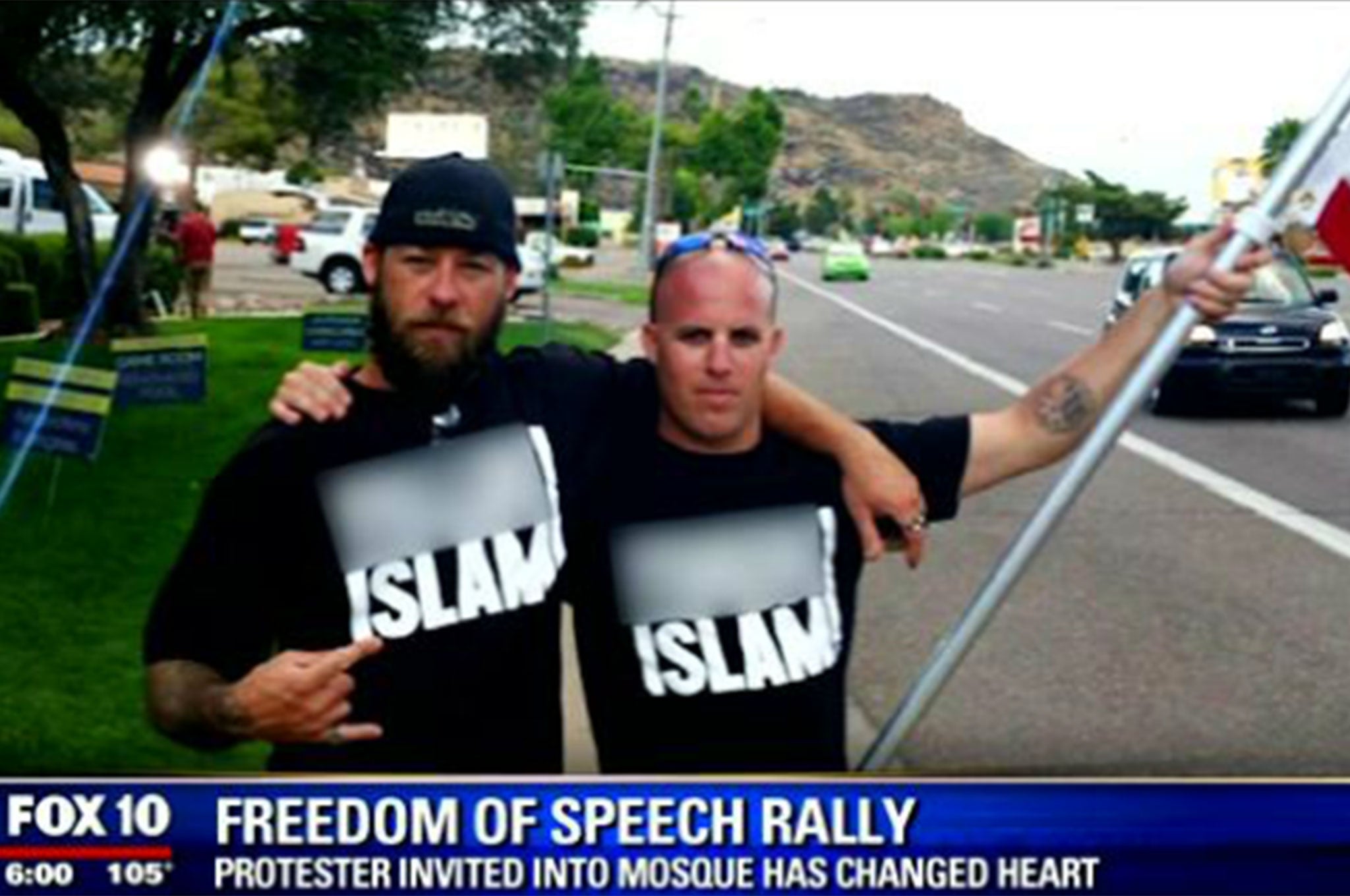 Jason Leger, right, with the organiser of the protest