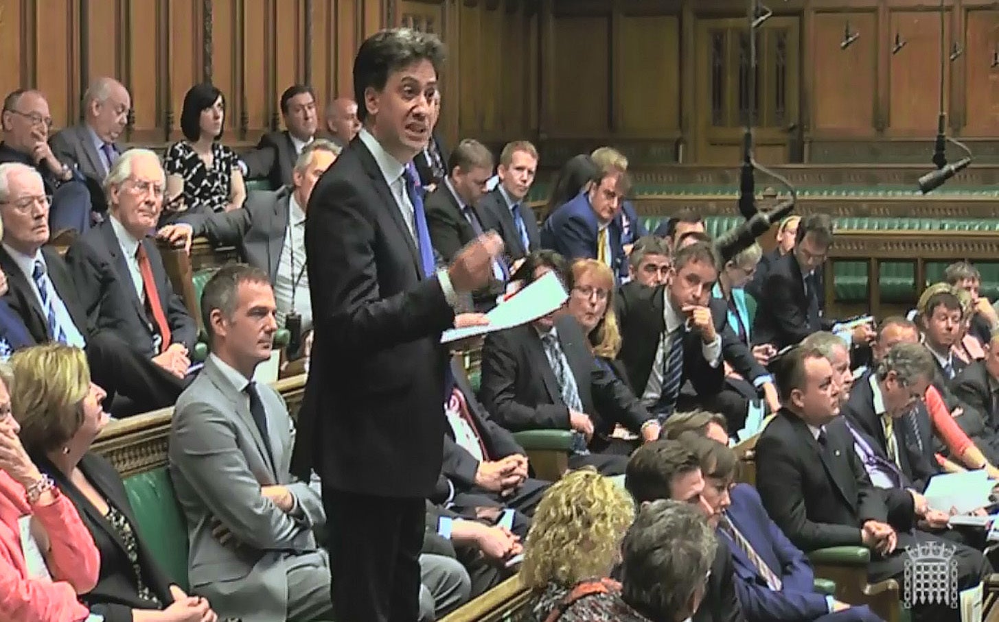 Ed Miliband speaks for the first time from the backbenches since 2007