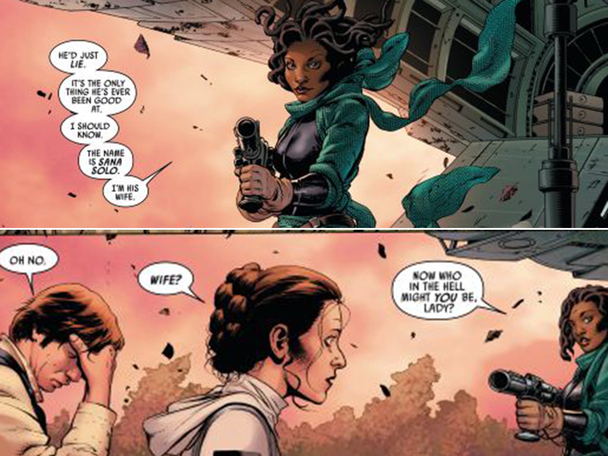 Sana Solo confronts Han and Leia with her revelation