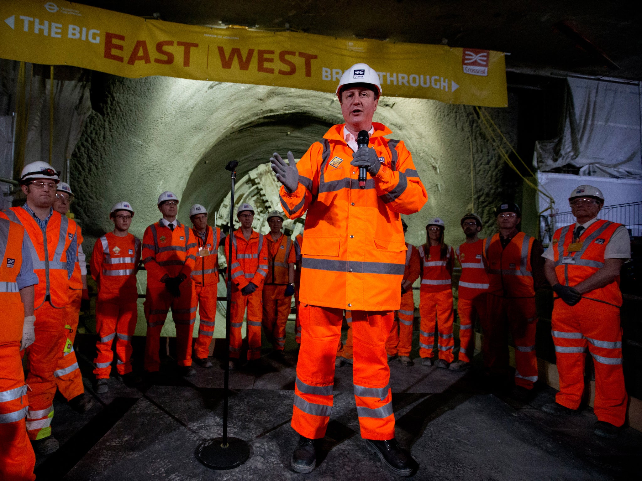 UK PM David Cameron visits the Farringdon Crossrail site