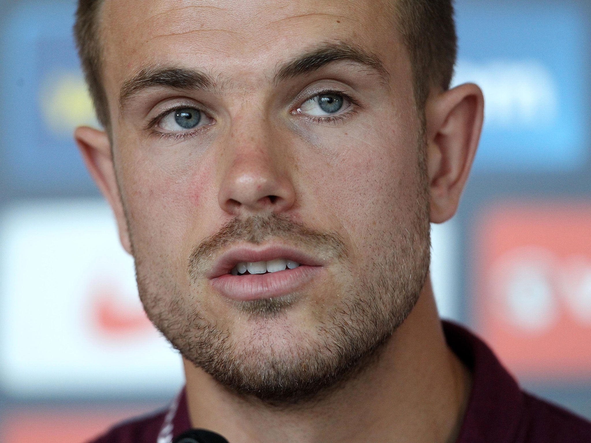 Jordan Henderson speaks to reporters on Friday