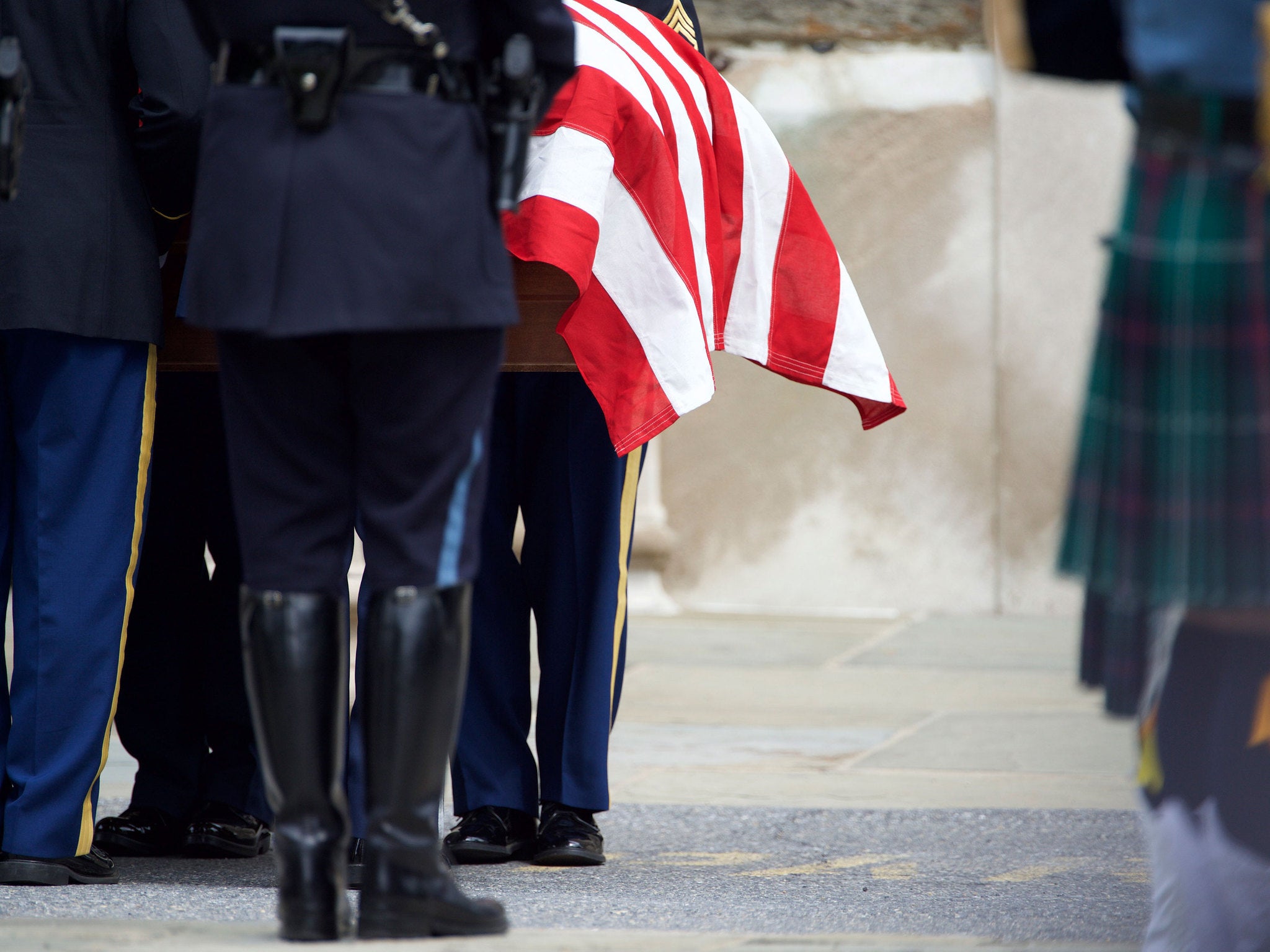 Thousands gathered to pay their respects to the vice-president's son