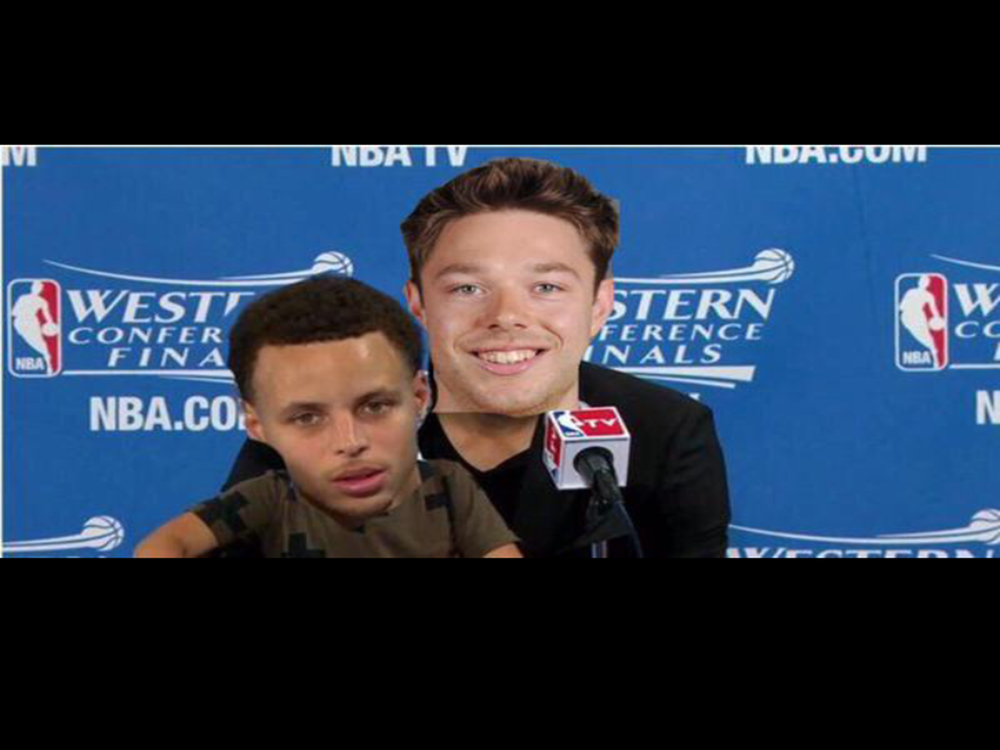 Someone posted this photo of Curry sitting on Dellavedova's lap.