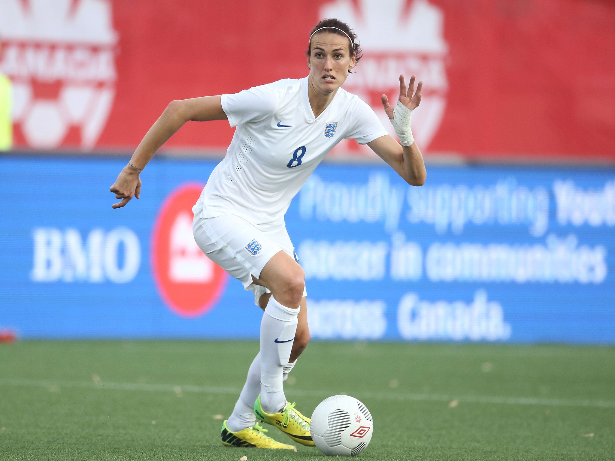 Jill Scott in action for England