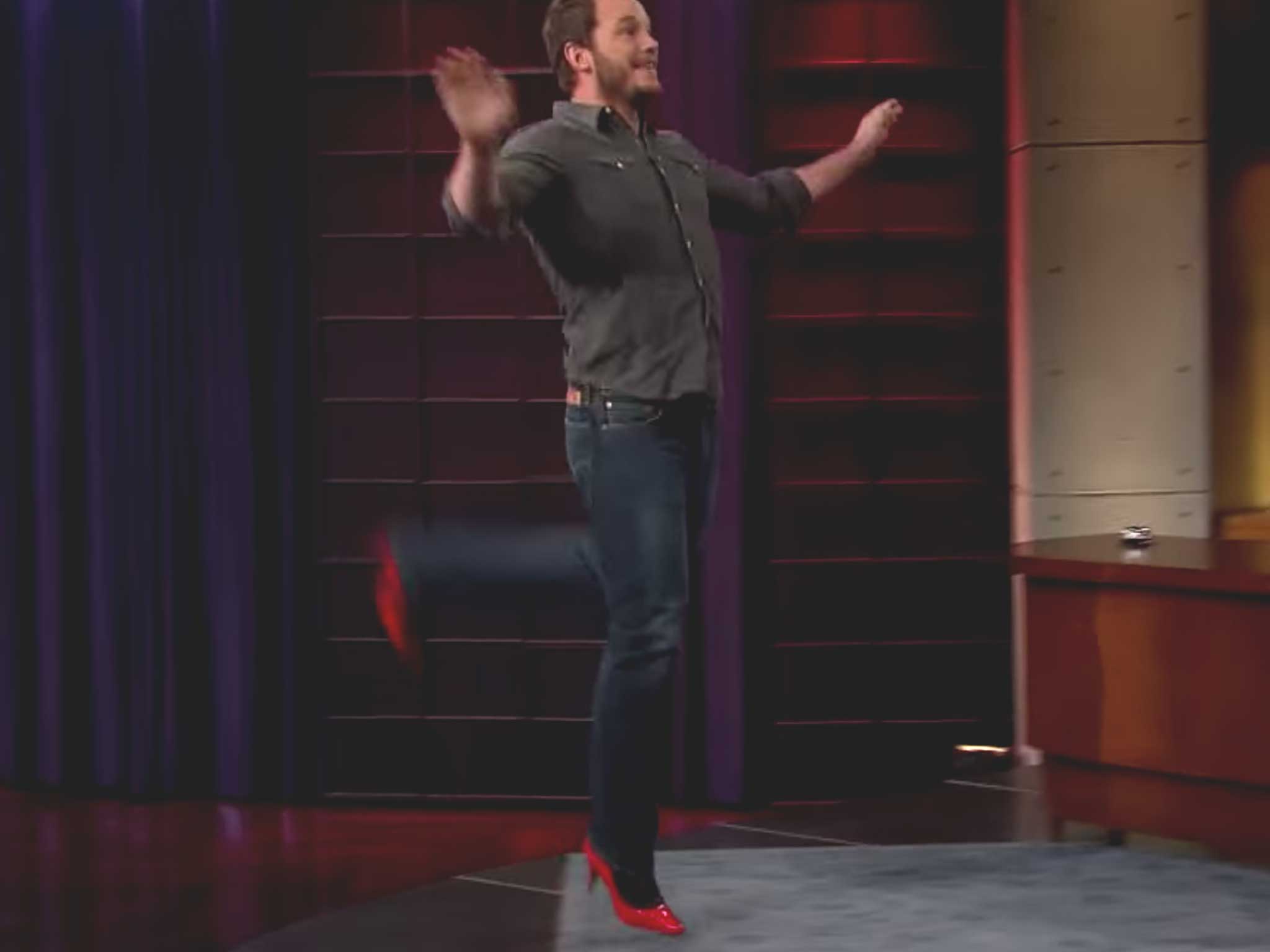 Pratt takes off across the stage