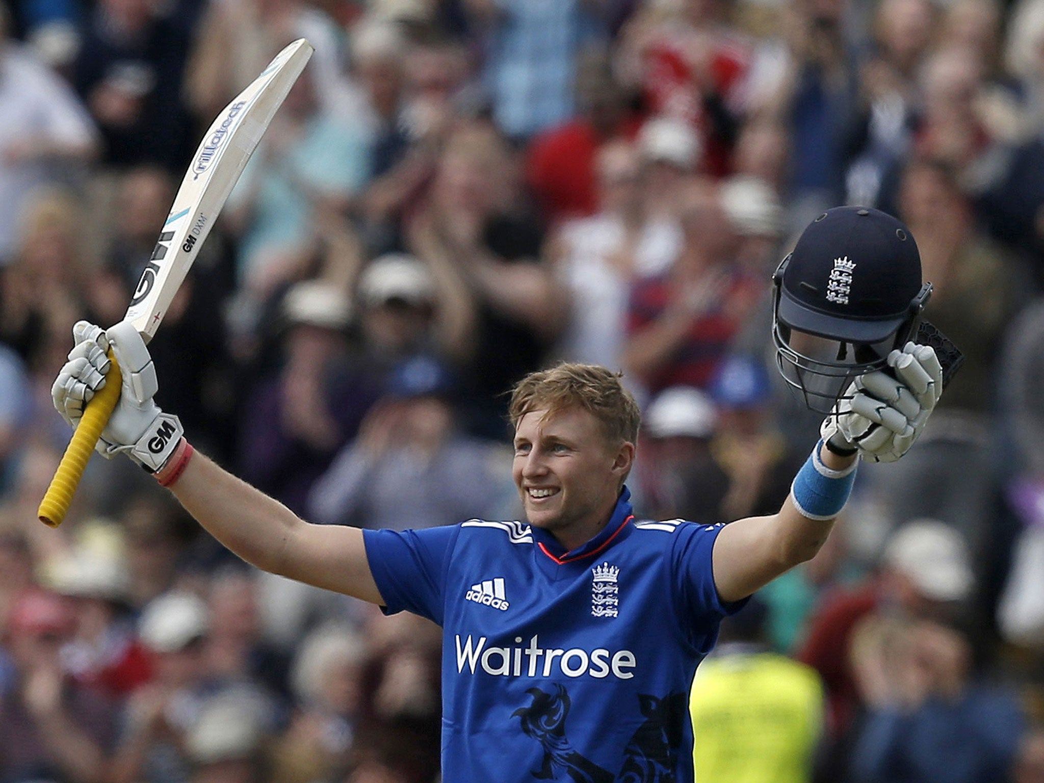 England batsman Joe Root celebrates a century against New Zealand