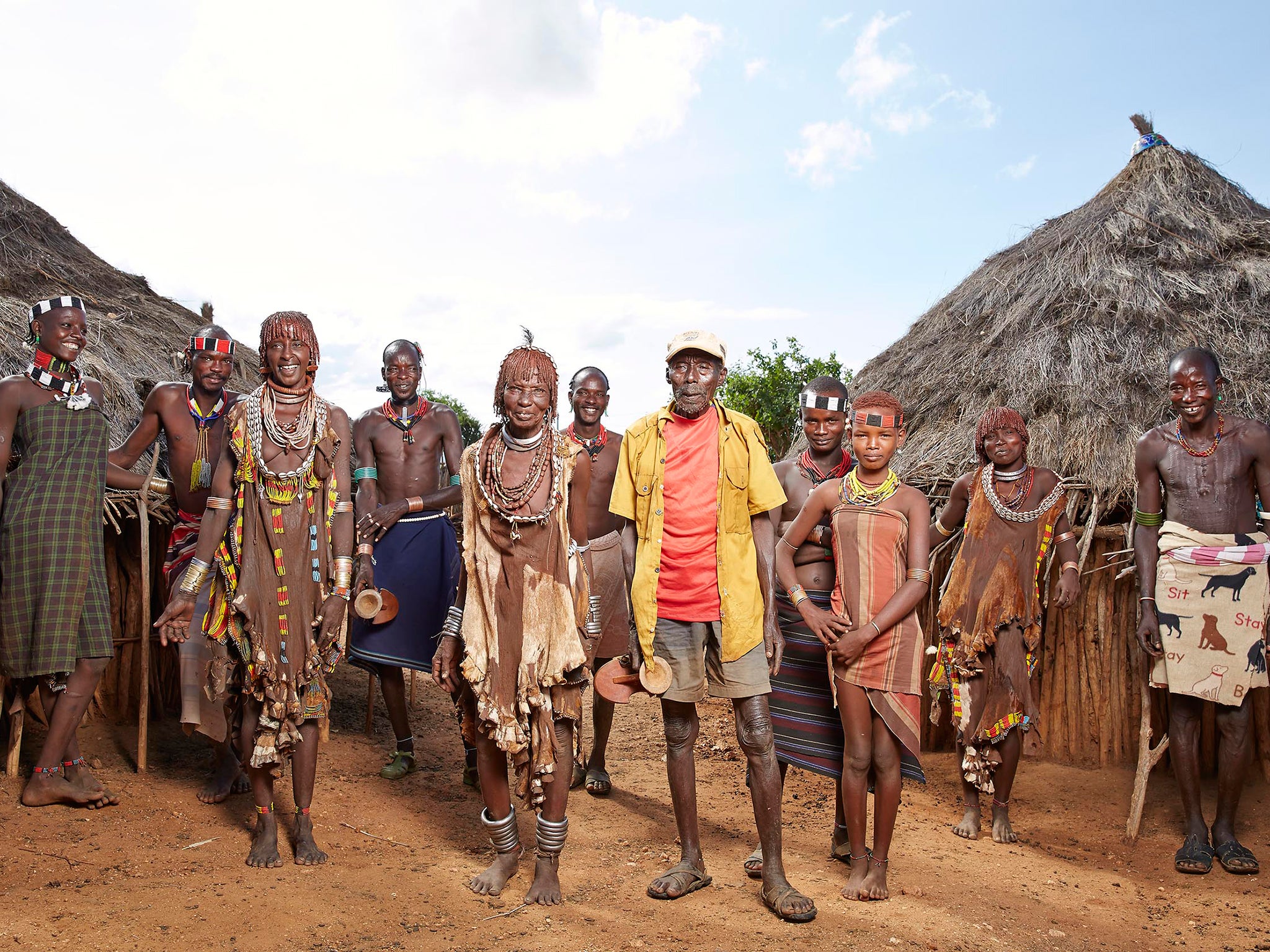 Granddad Ayke Muko (wearing a baseball cap) with his family