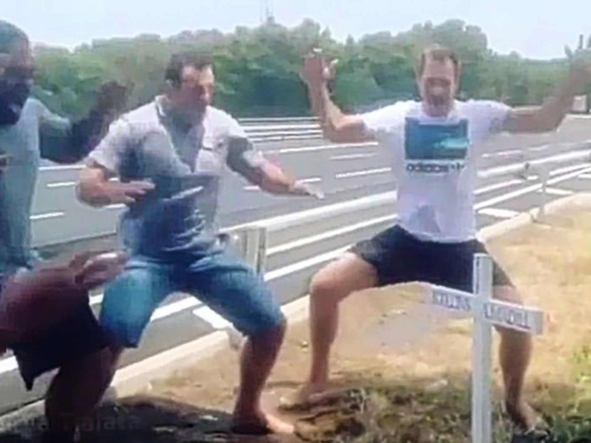 Former All Blacks Neemia Tialata, Carl Hayman and Ali Williams and Byron Kelleher and Chris Masoe (out of shot) pay tribute to Jerry Collins