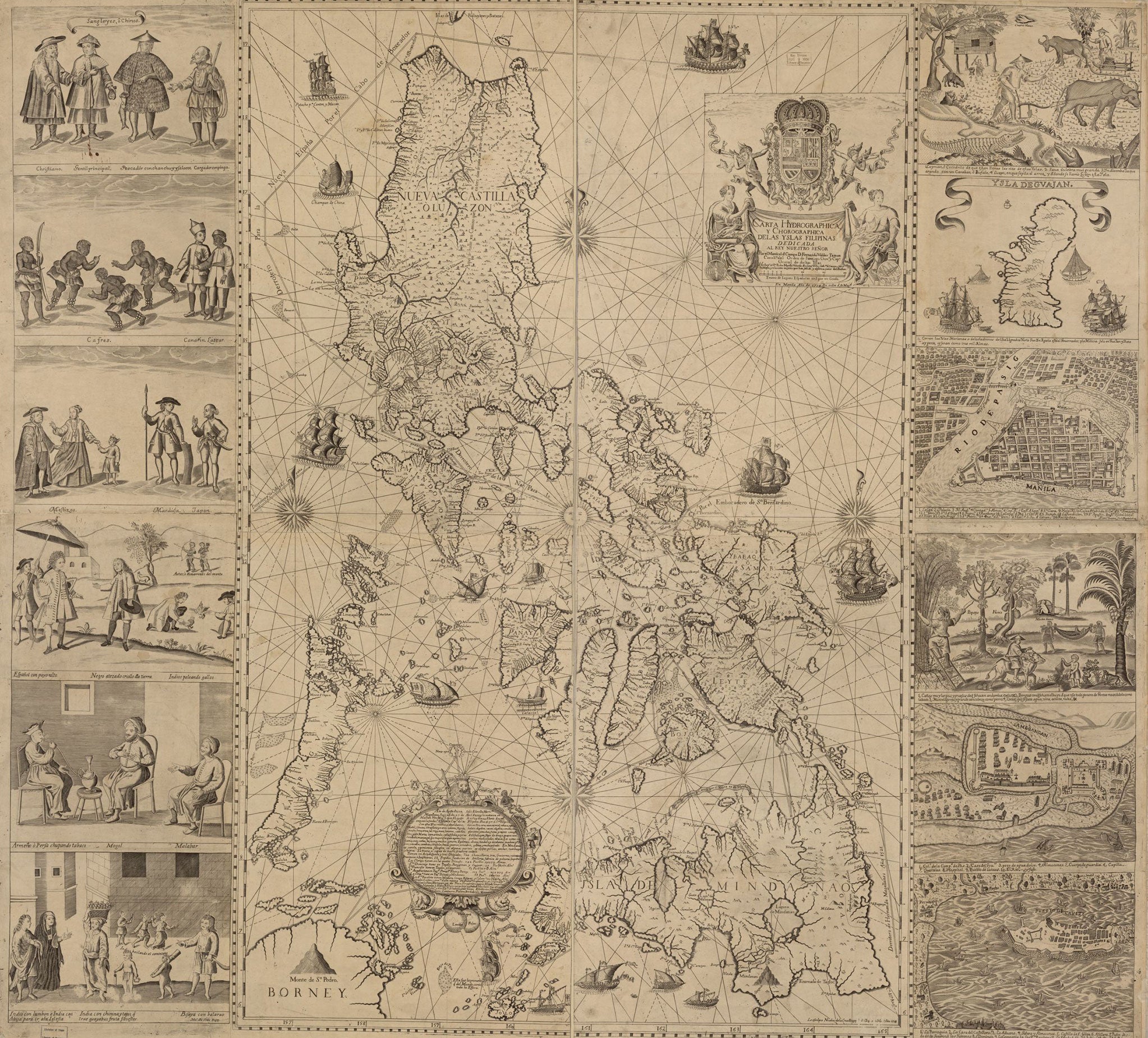 The Velarde map put up for auction at Sotherby’s. The disputed area is shown in the white square