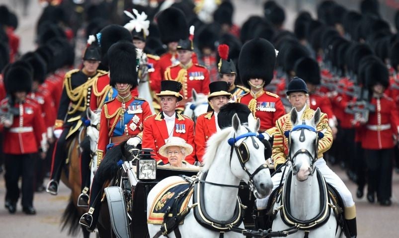 The Queens returns to Buckingham Palace following the Trooping the Colour parade