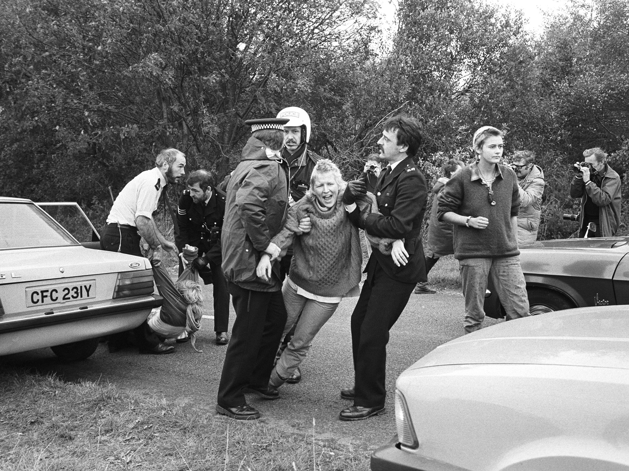 50,000 women joined hands in 1983 to encircle the American air base at Greenham Common, Berkshire, in opposition to the siting of Cruise missiles there