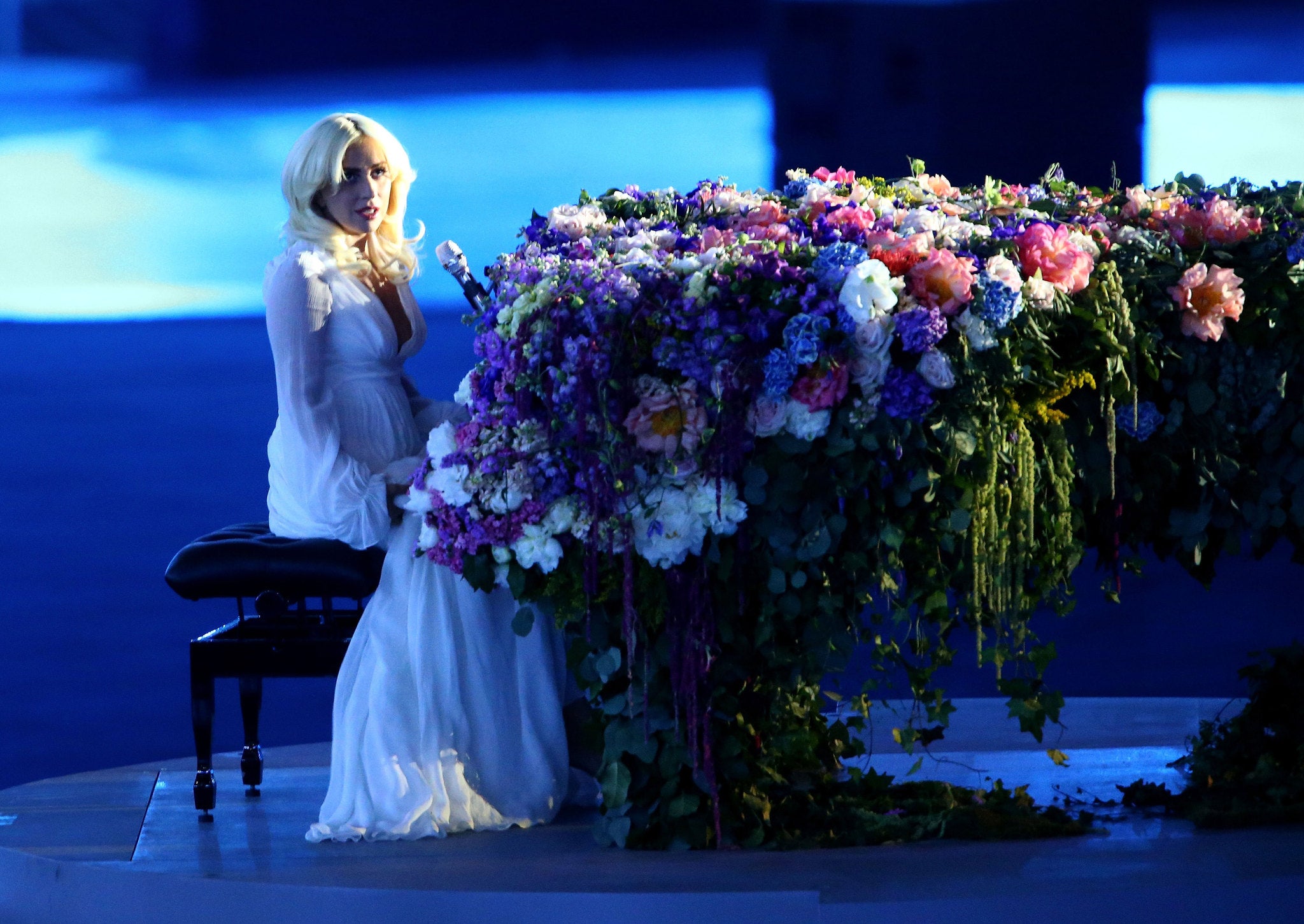 Lady Gaga performs at the Baku opening ceremony