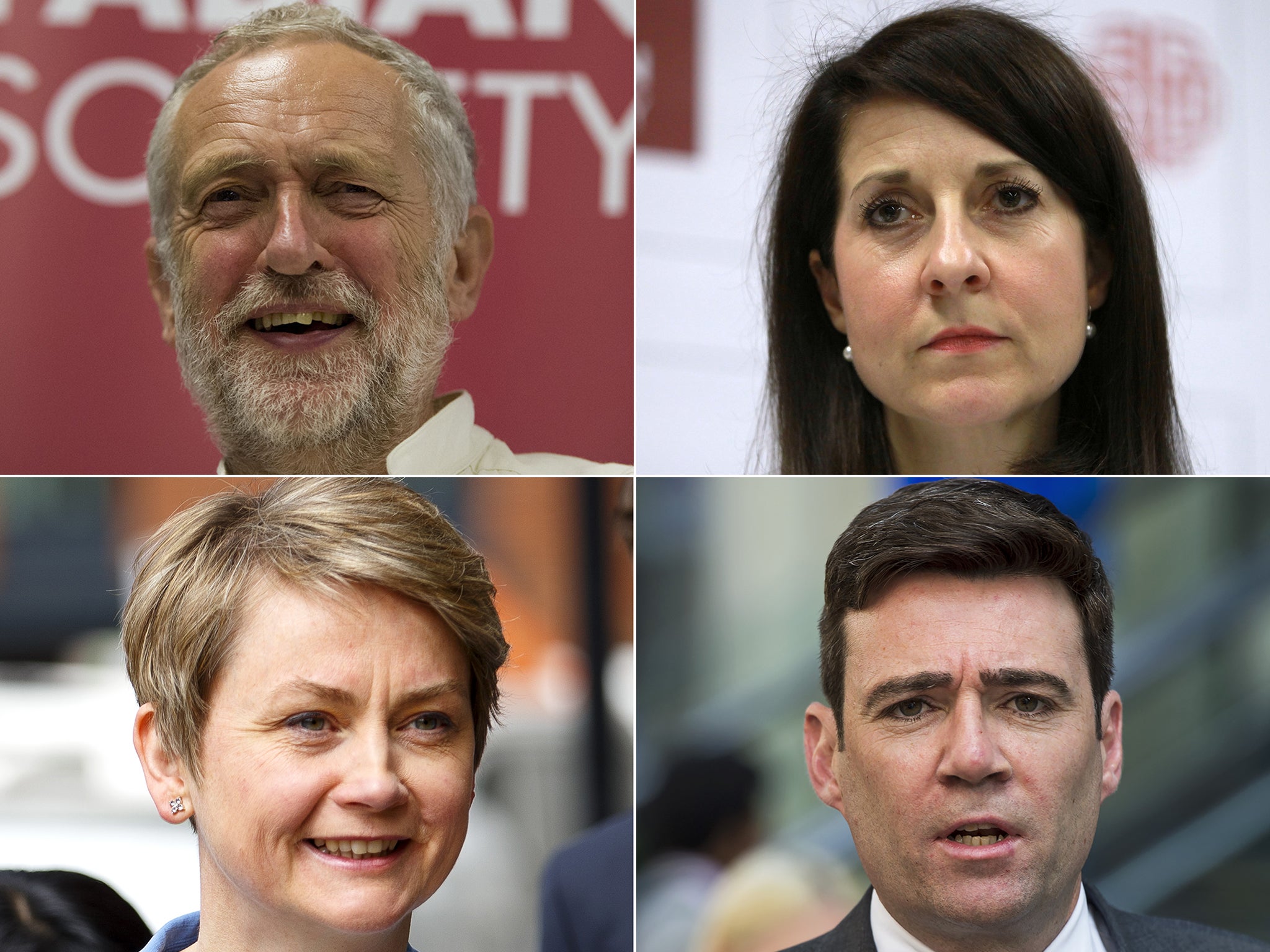 The four contenders (clockwise from top left): Jeremy Corbyn, Liz Kendall, Andy Burnham and Yvette Cooper (Getty)