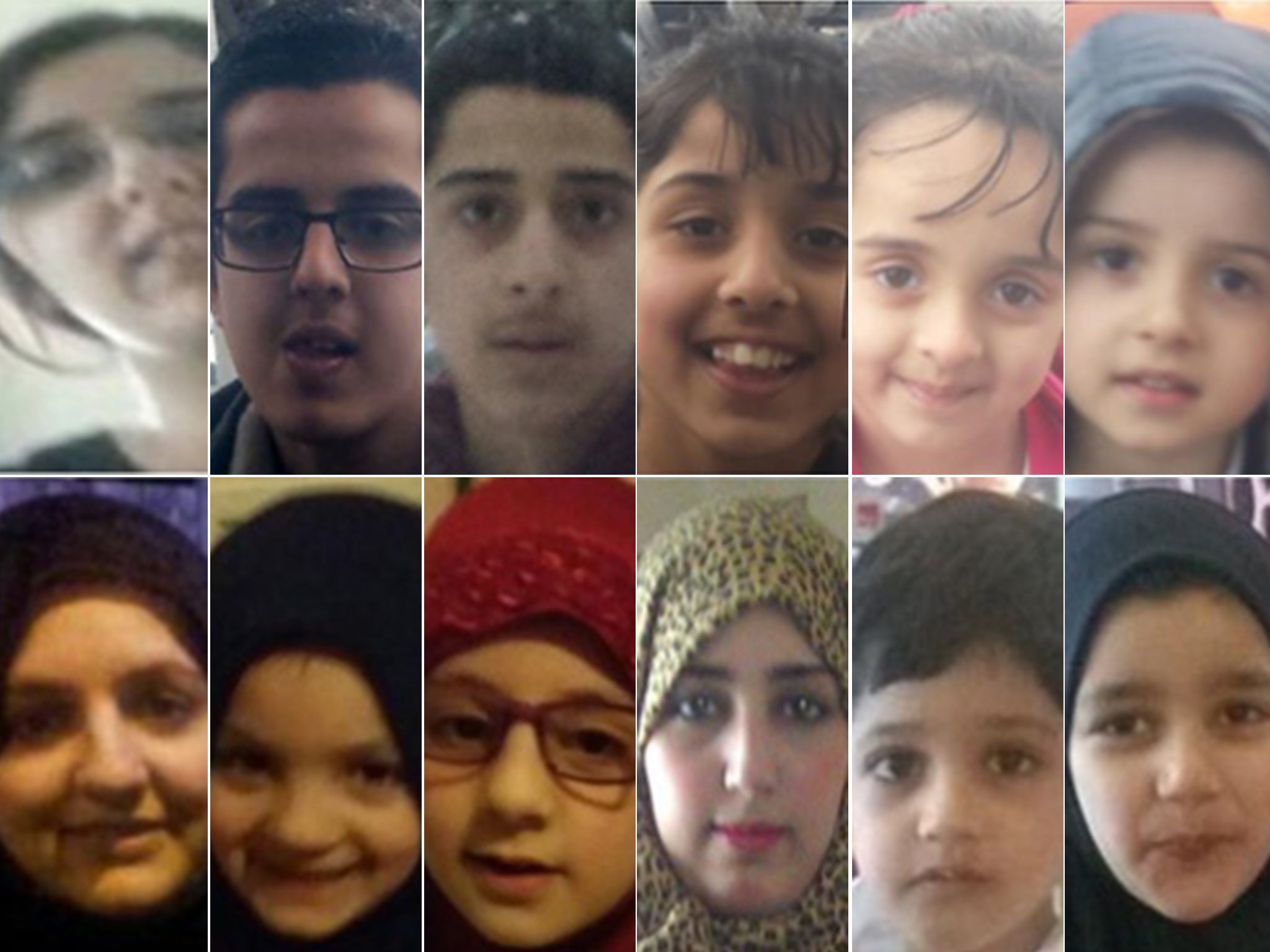 Top row, from left: Sugra Dawood with her children Junaid Ahmed Iqbal, Ibrahim Iqbal, Zaynab Iqbal, Mariya Iqbal and Ismaeel Iqbal. Bottom row, from left: Zohra Dawood with her children Nurah Binte Zubair and Haafiyah Binte; Zubair Khadiga Bibi Dawood with her children Muhammad Haseeb and Maryam Siddiqui