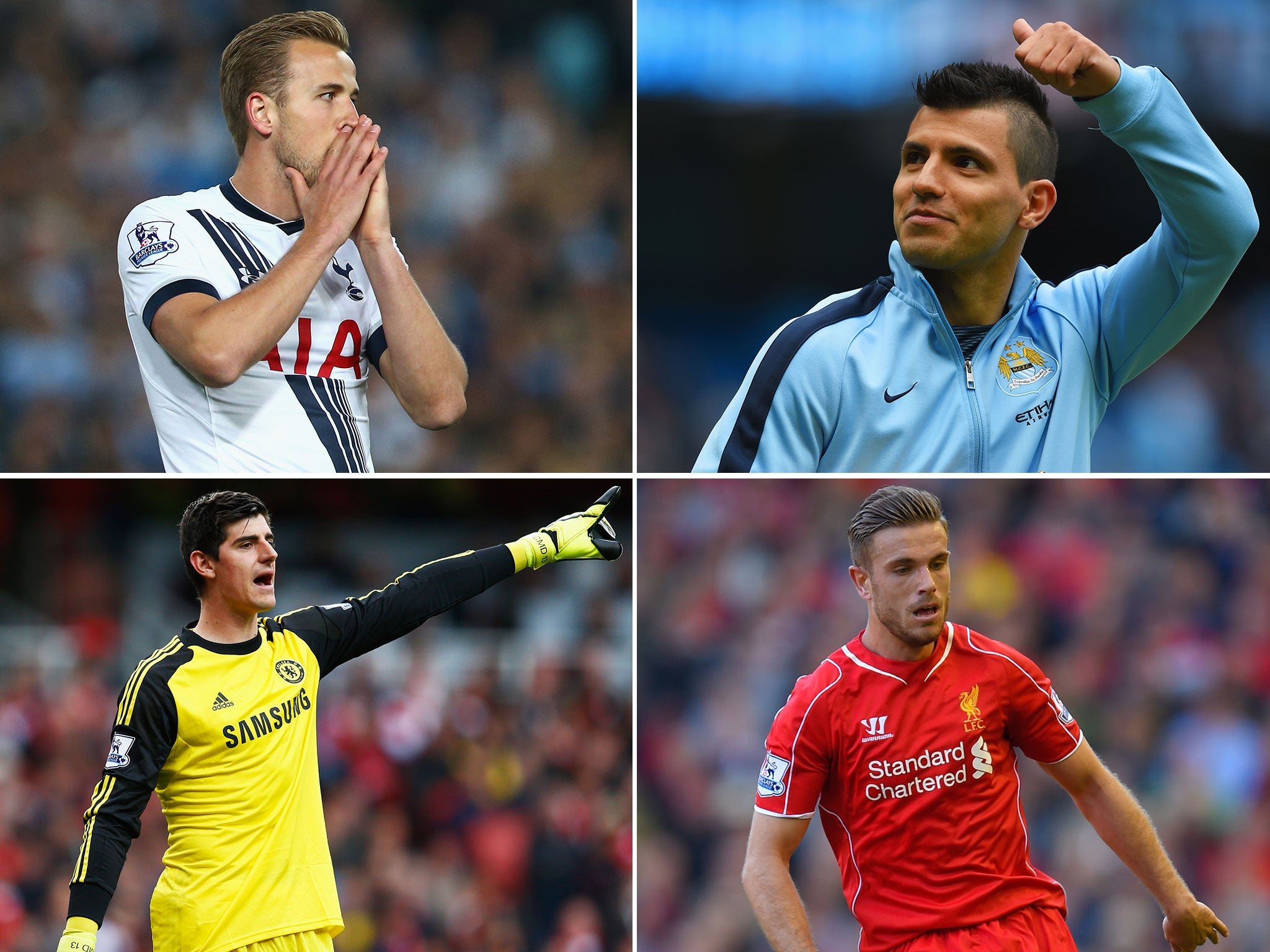 Harry Kane, Sergio Aguero, Thibaut Courtois and Jordan Henderson