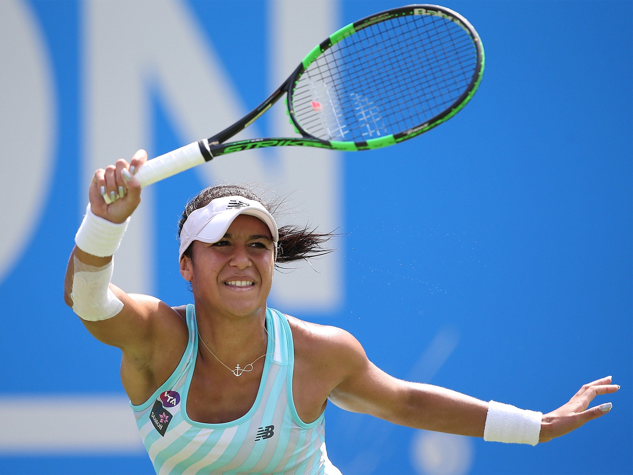 Heather Watson had strapping on her elbow injury (Getty)