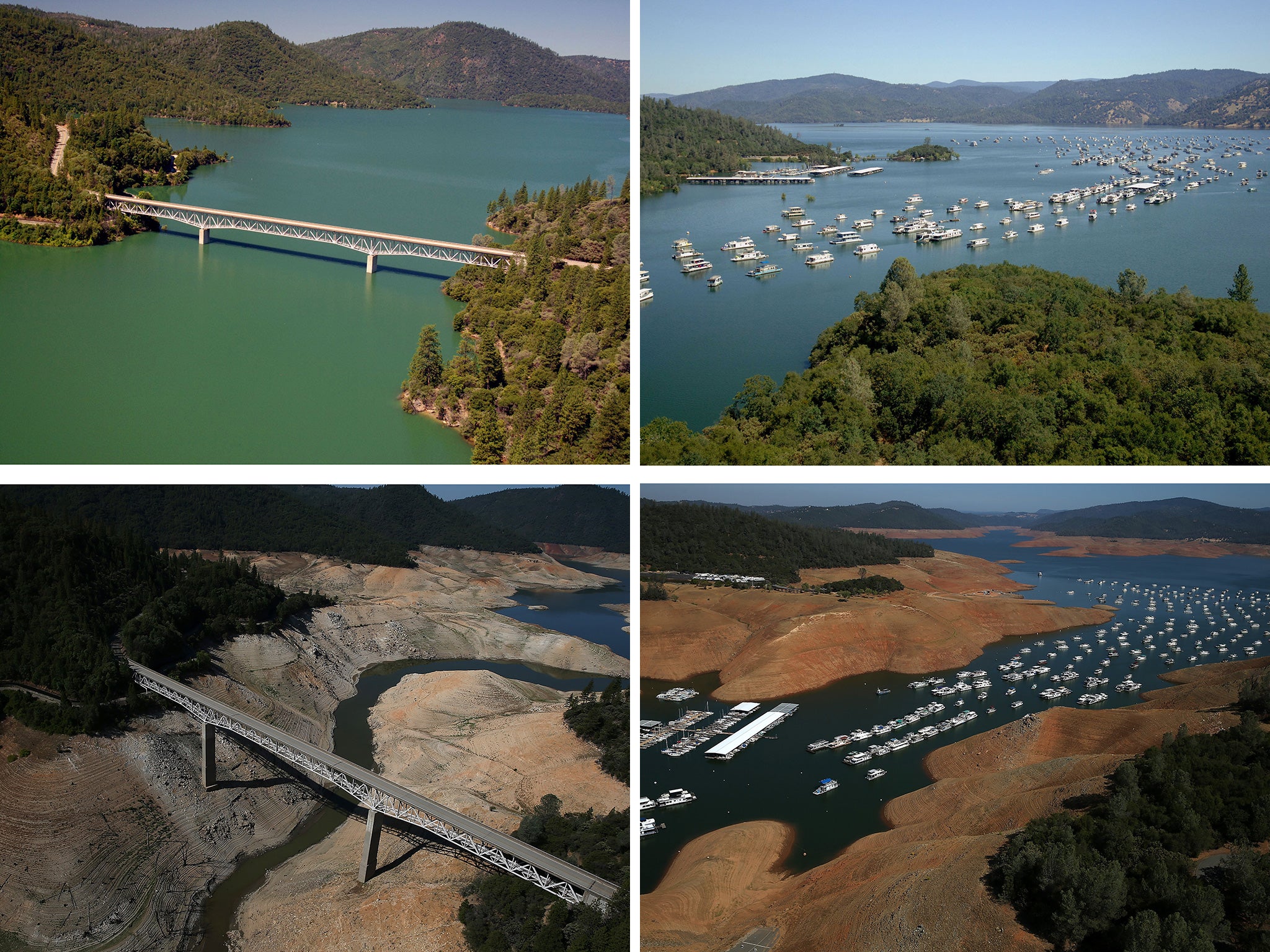 Before and after pictures show the extent of California's drought (Getty)