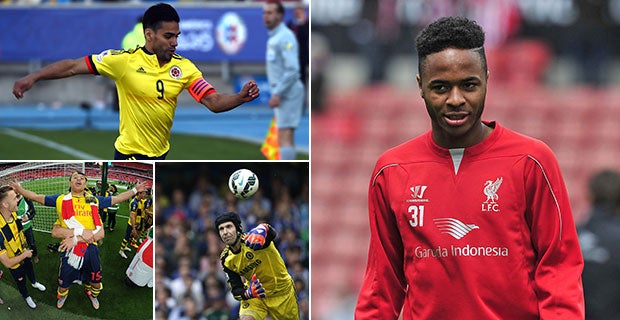 Raheem Sterling, Petr Cech, Radamel Falcao and Alex Oxlade-Chamberlain