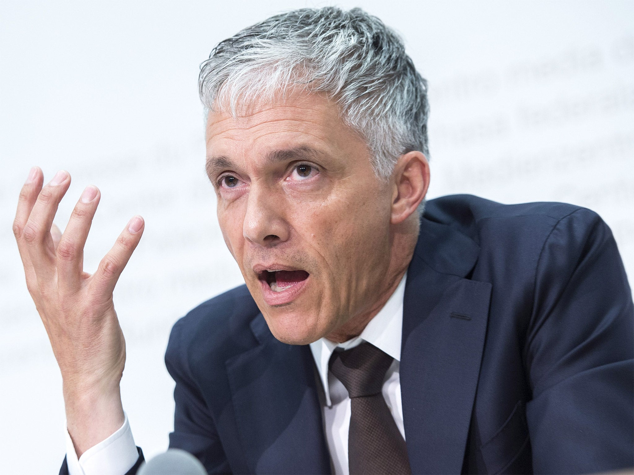 Switzerlandís attorney general Michael Lauber speaking at a press conference in Bern, Switzerland, on Wednesday