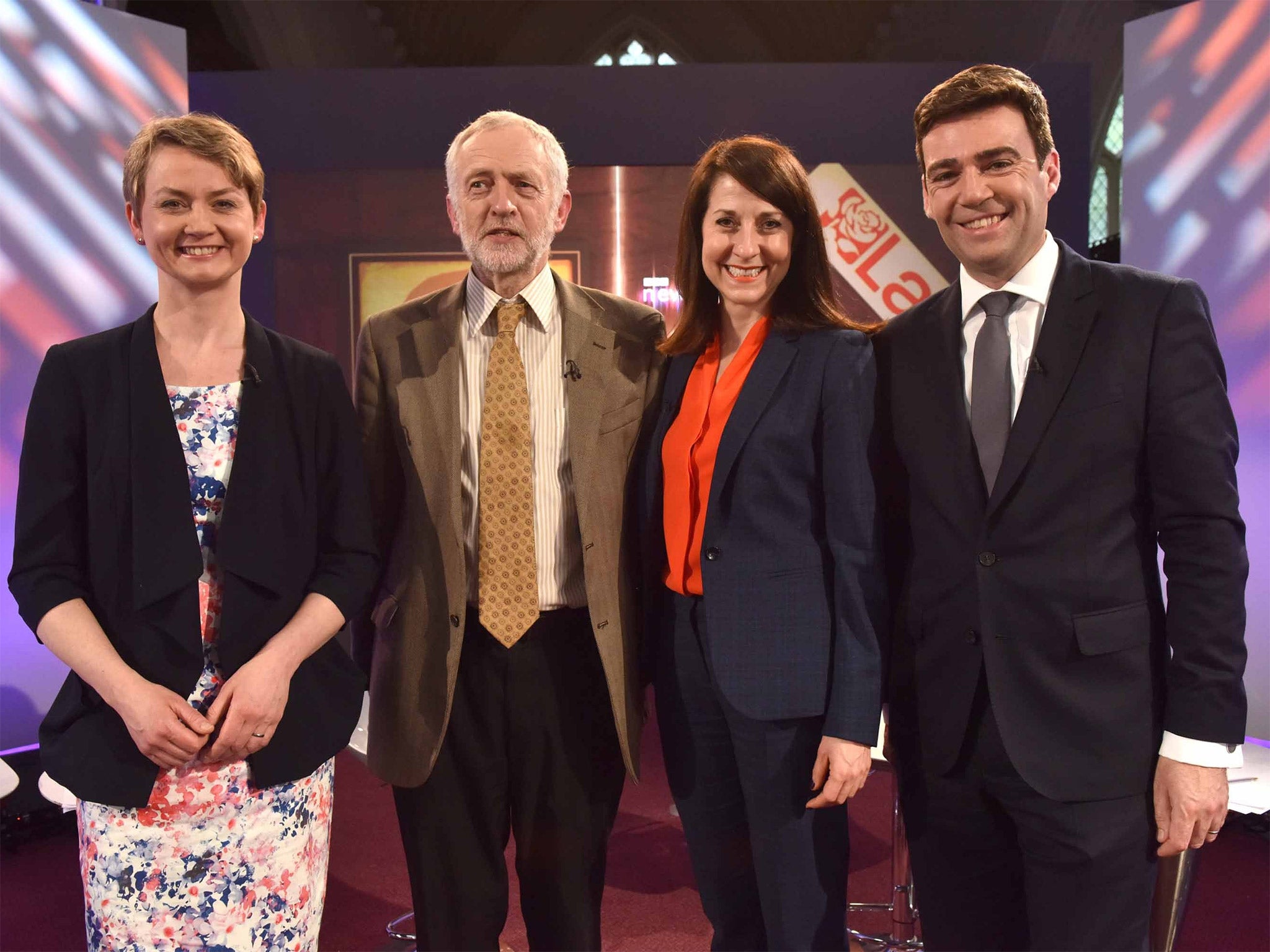 The Labour leadership contenders posing for a photo ahead of the televised debate