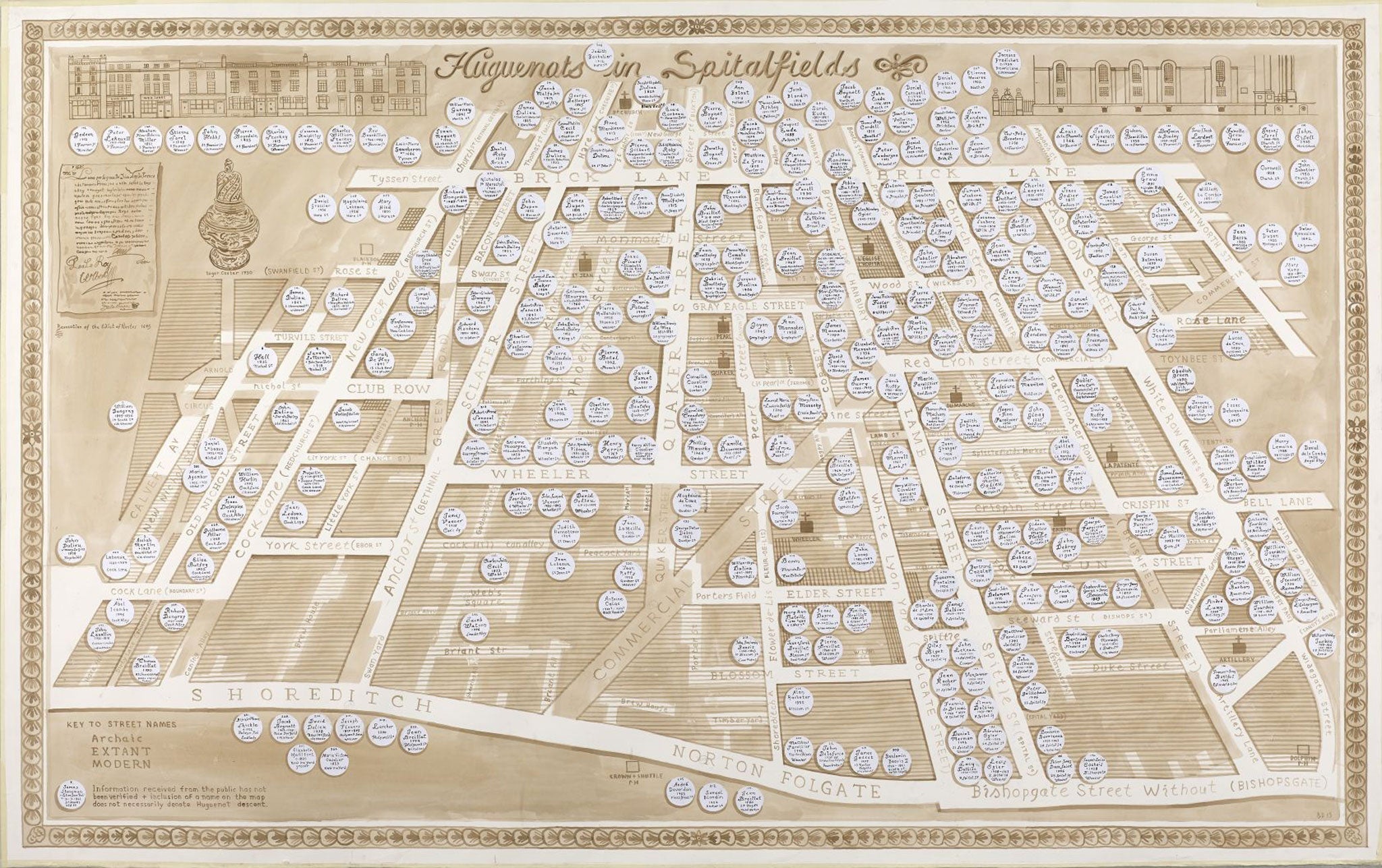 Heritage trail: Adam Dant's Huguenots of Spitalfields map