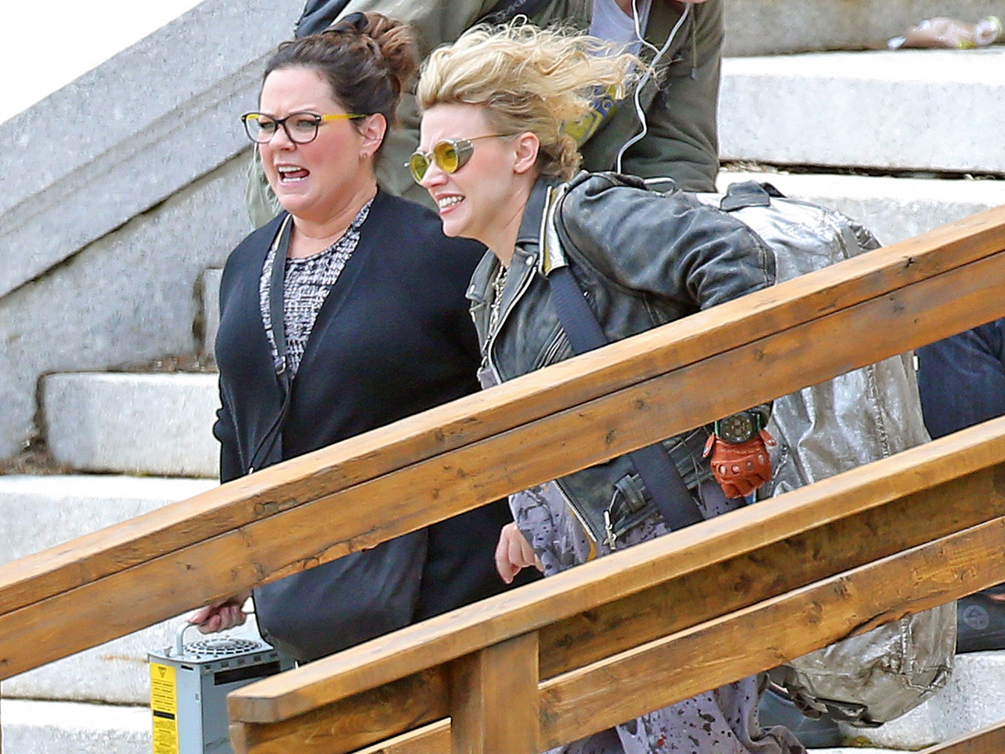 Melissa McCarthy and Kate McKinnon shoot Ghostbusters in Boston