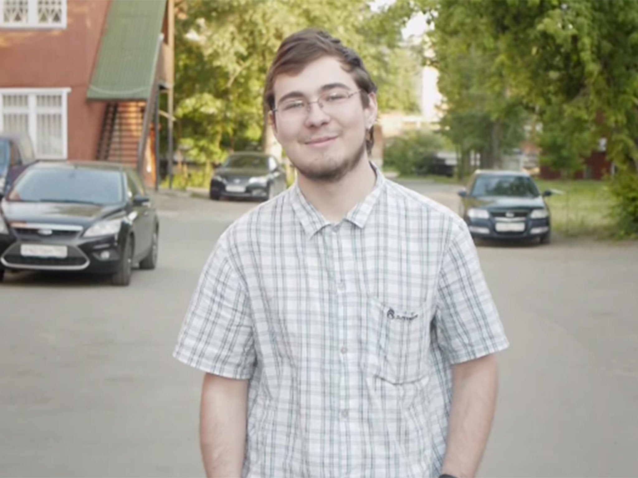 Vlad Zaitsev, who used his hand as a guinea pig (Image: YouTube/Madrobots.Ru)