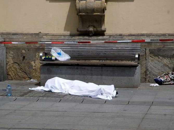 One of the victims at the scene of the rampage in Graz, Austria