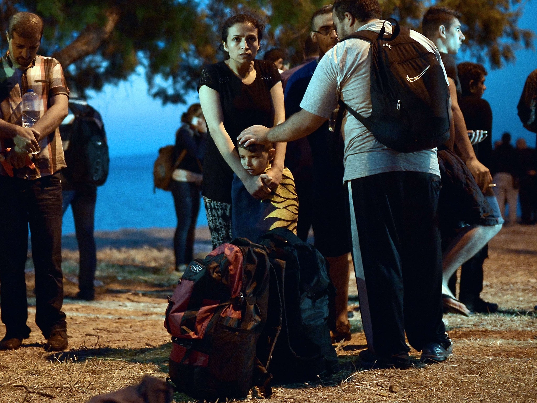 Syrian refugees shortly after arrival on Lesvos