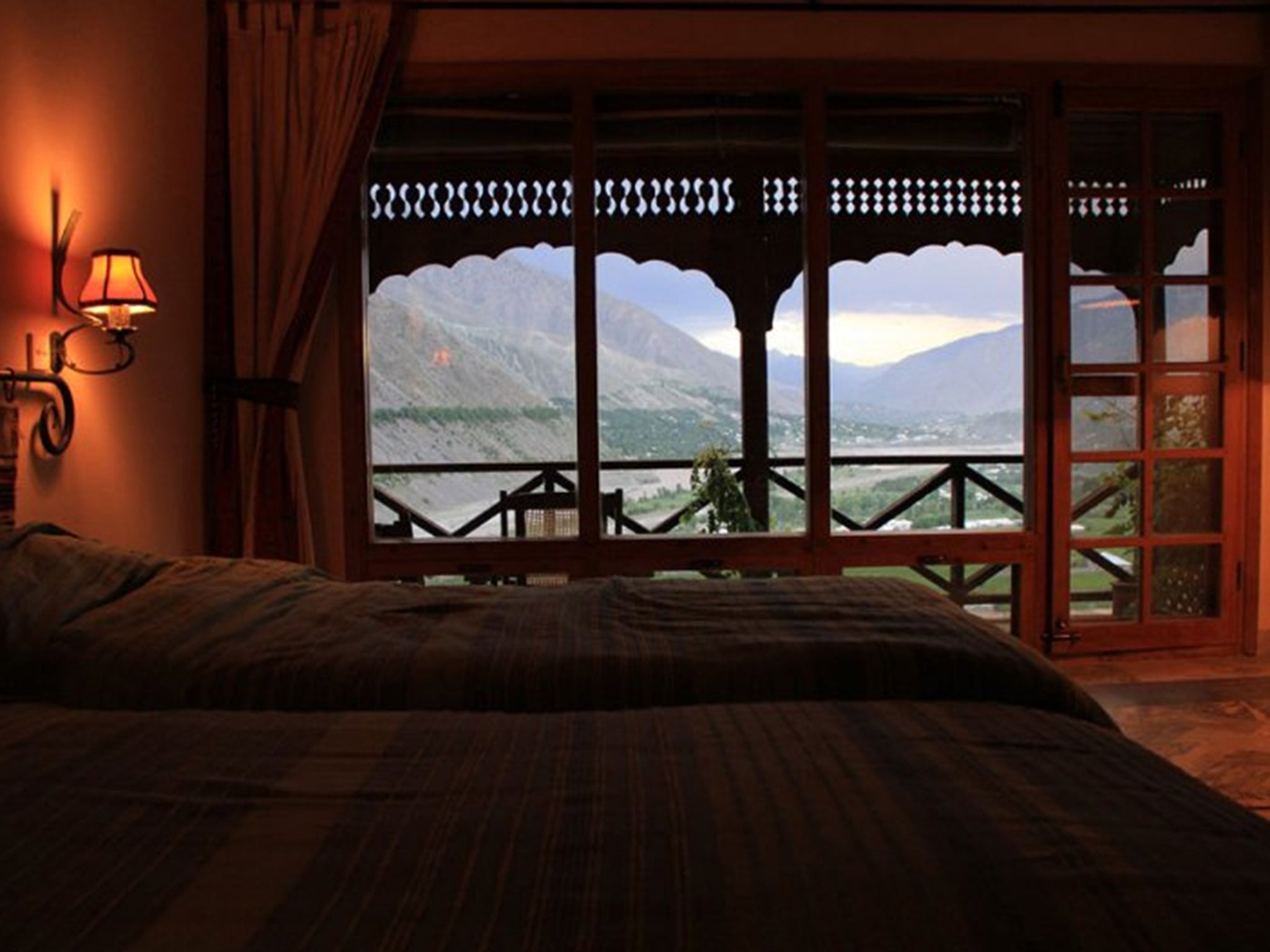 A guest room at Hindukush Heights Hotel