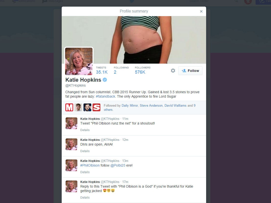 Katie Hopkins Twitter account hacked