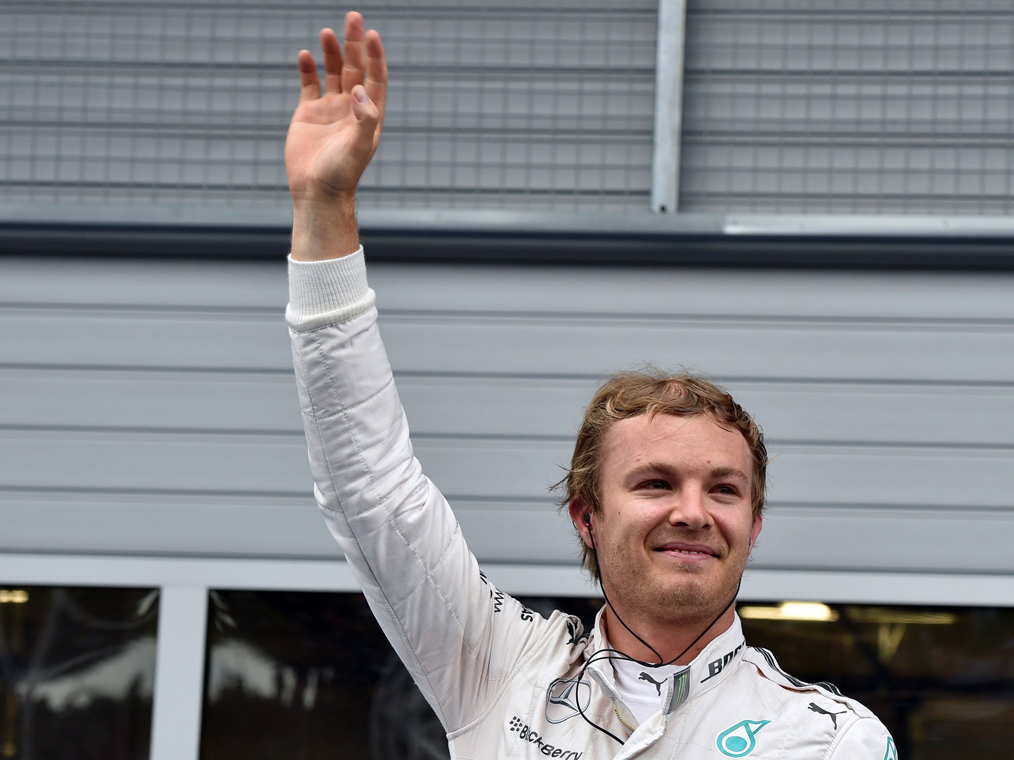 Nico Rosberg celebrates after winning the Austrian Grand Prix