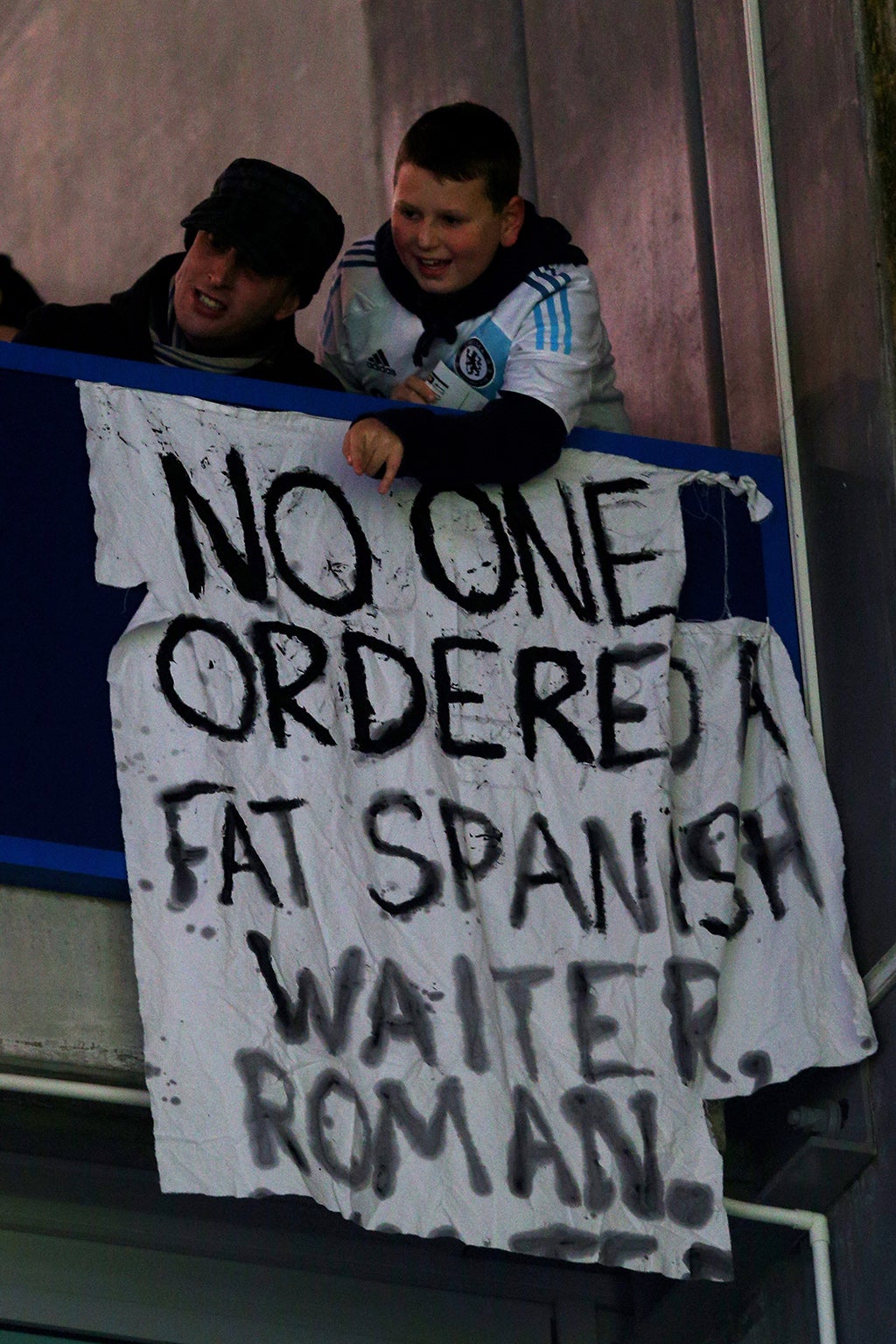 A banner at Stamford Bridge during Benitez's reign at Chelsea