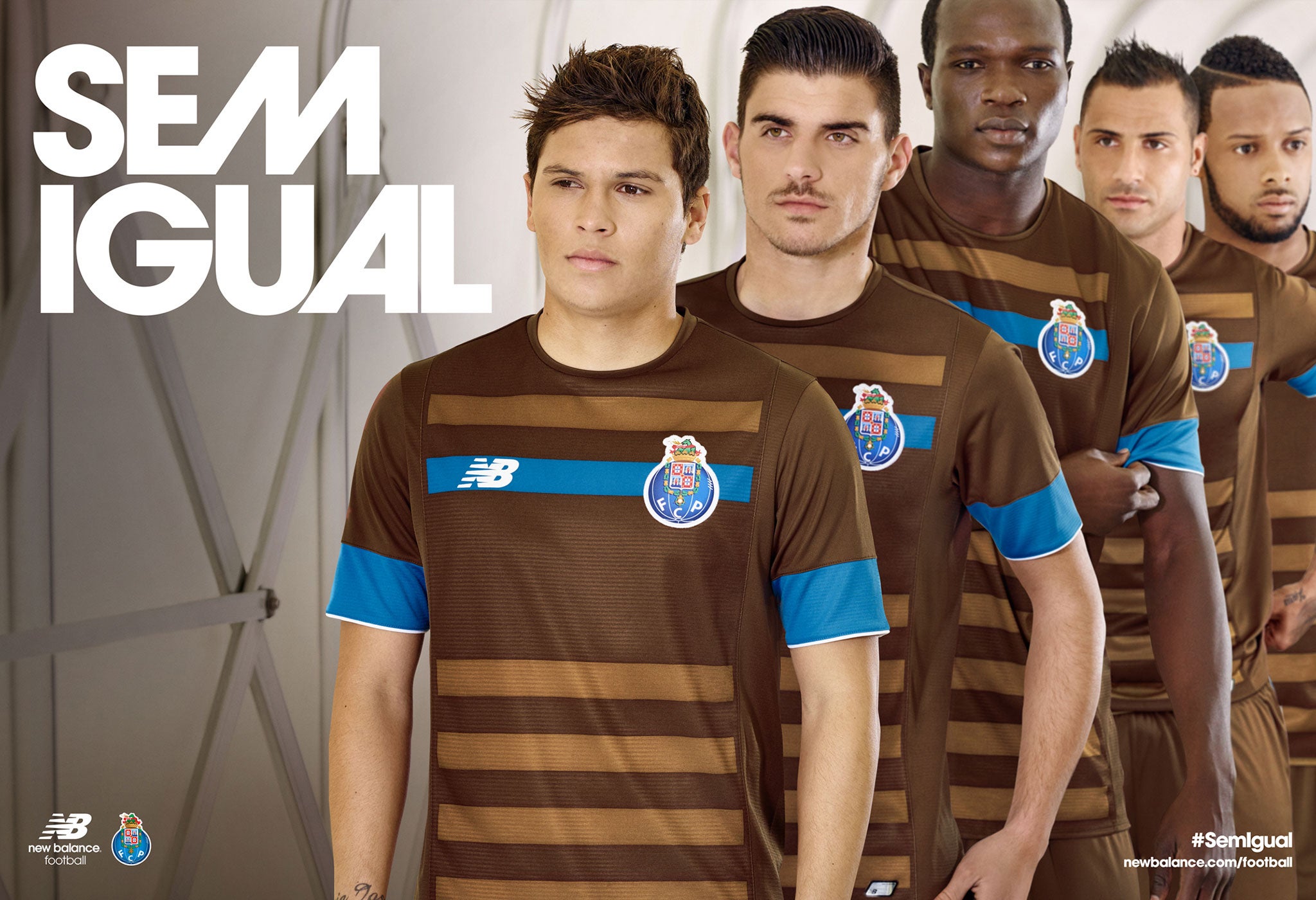 Members of the Porto team show off the new away kit